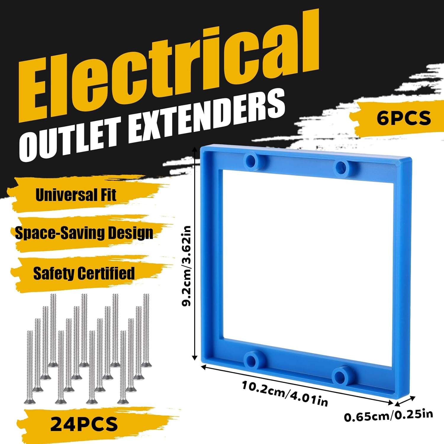 6Pcs Double Gang Outlet Box Extender Electrical Box Extenders with 24Pcs Screws, Receptacle Extenders 2 Gang Electrical Boxes for Electricals Boxes and Electricals Outlet Switches(Blue)(1/4in)