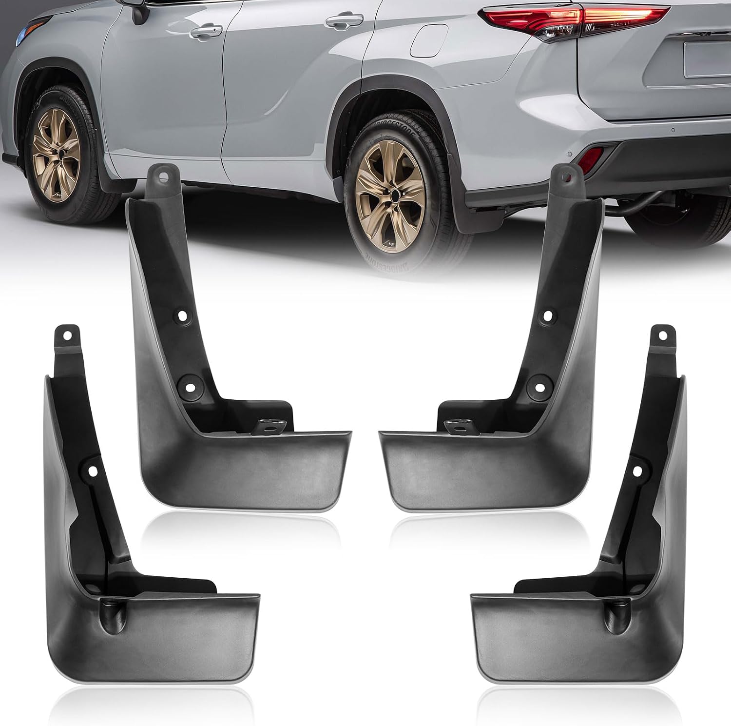 2021 Highlander Mud Flaps Mud Guards Compatible with Toyota Highlander 2021-2024 Splash Guard No Drilling Required All Weather Mudflaps(Set of 4)