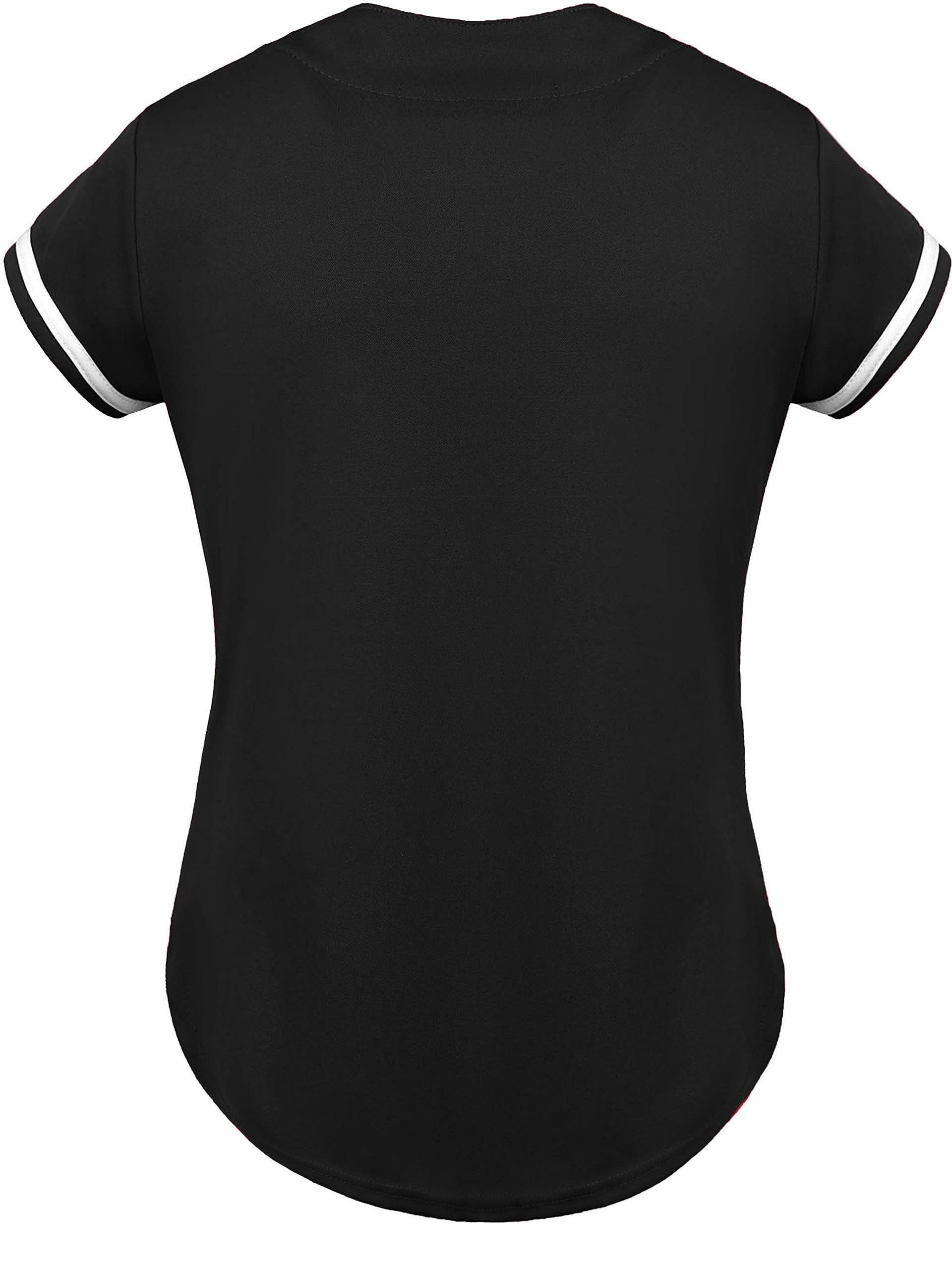 SPTEHW Womens Baseball Jersey Blank Button Down Softball Jersey Hip Hop Hipster Short Sleeve Plain Jersey Shirt Sports Uniform (XL, Black)