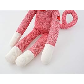 Plushland 20 Adorable Sock Monkey, Soft Plush Knitted Stuffed Animal Toy Gift - for Kids, Babies, Teens, Girls and Boys Baby Doll Present Gift Mother\'s Day Birthday Graduation Puppet (Pink)