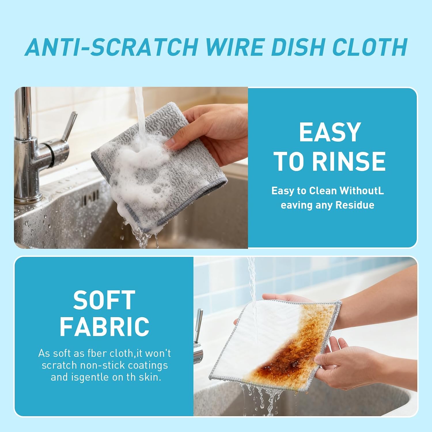 New Upgrade Wire Dishwashing Rag,Wet and Dry,Easy Rinsing, Reusable image 5