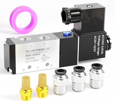 TAILONZ 3/8"NPT AC110V Solenoid Valve 2Position 5Way Junction Box 4V310-10
