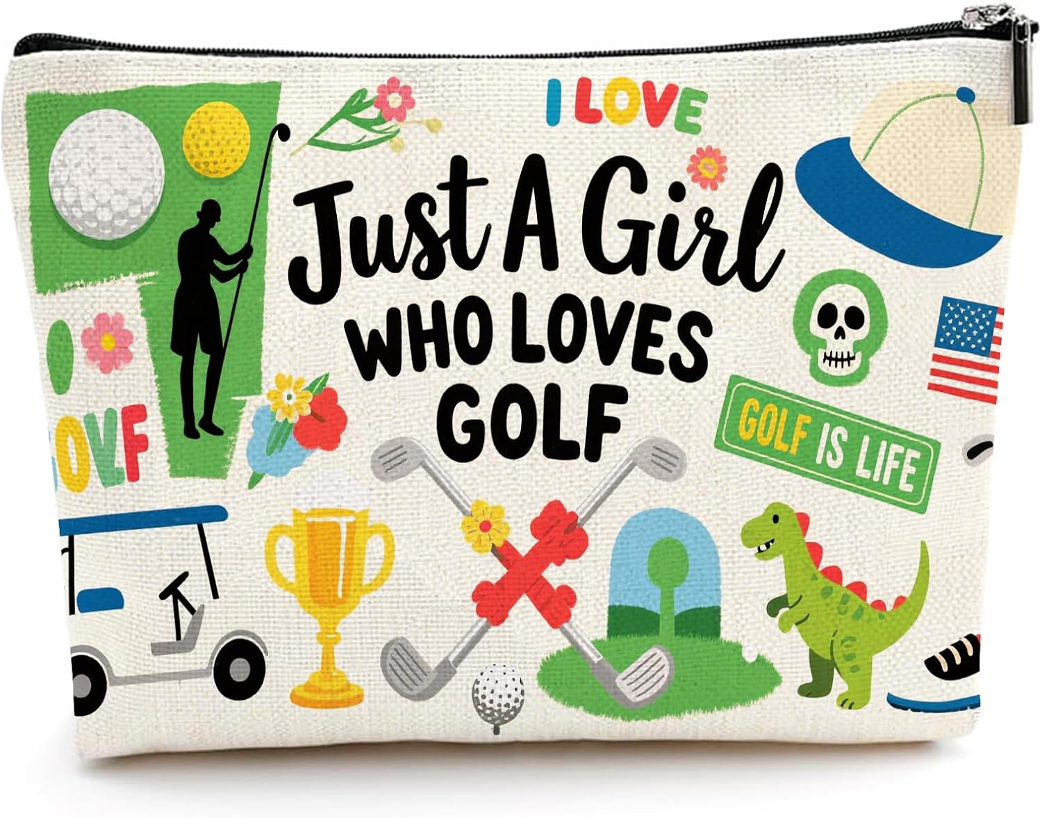 Just A Girl Who Loves To Golf Makeup Bag - Gifts for Players & Coaches, Inspiring Golf Gifts & Accessories for Women, Perfect for Christmas & Birthdays (Golf Makeup Bag)