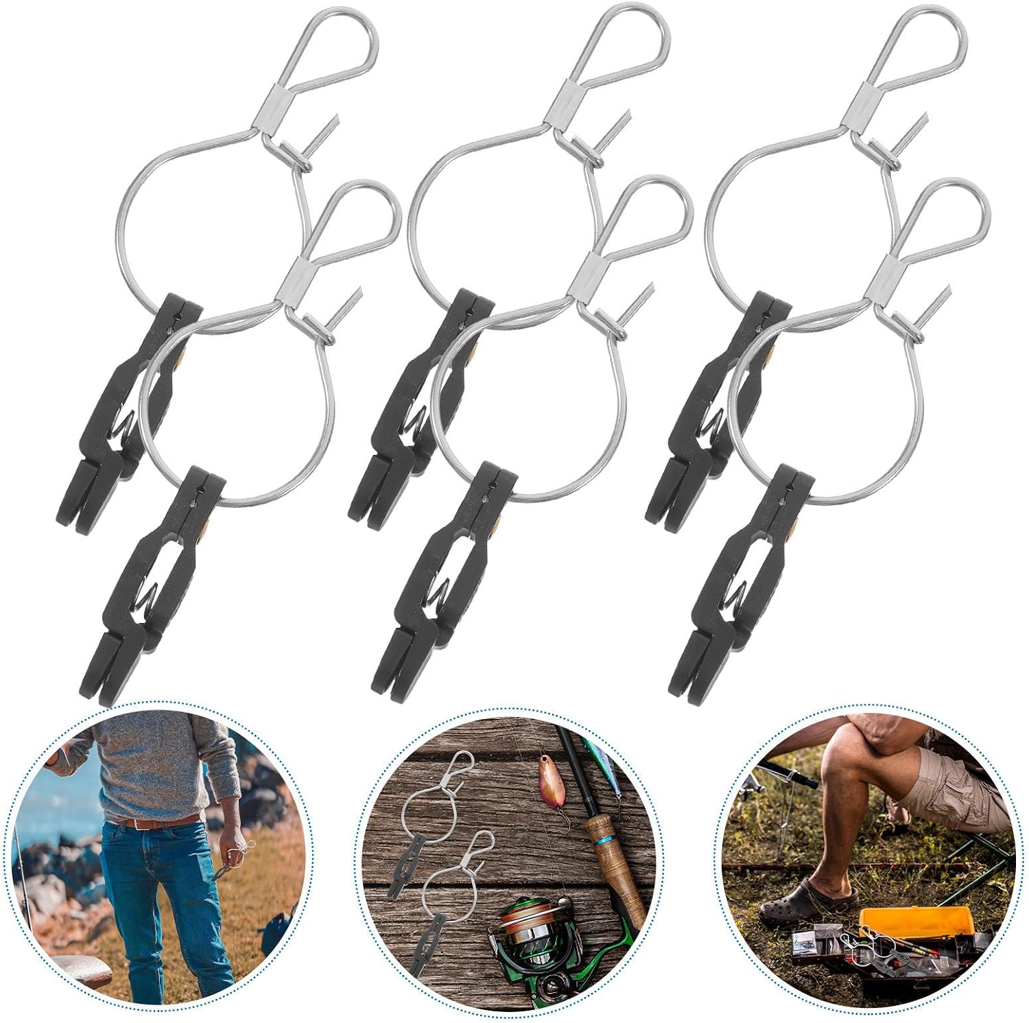 TEHAUX Fishing Line Release Tool Abs Stainless Steel Clip 8pcs Silver | Offshore and Lake Fishing, Durable Sturdy Build, Versatile Use for Efficient Operation with Easy Handling