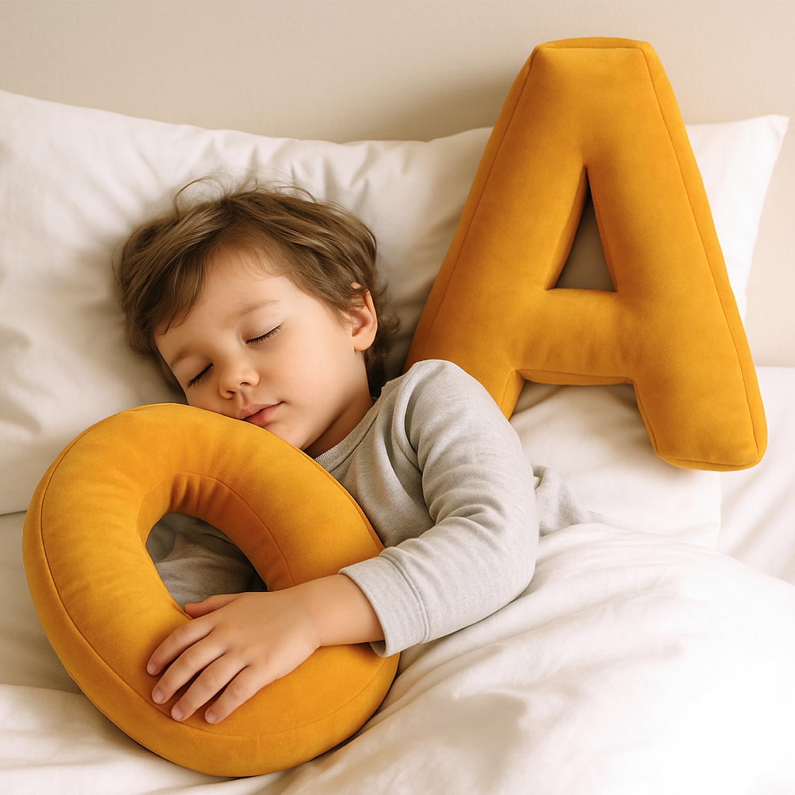 Cuscino a forma di lettera di peluche, 40 x 35 x 10 cm, 26 cuscini dell'alfabeto inglese, carino, inglese, alfabeto, per camera dei bambini, divano, letto, pavimento, decorazione per la casa (A)