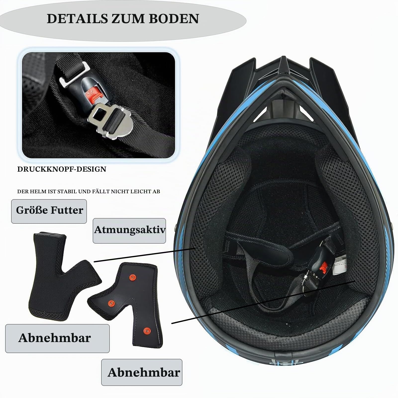 Kinder Motorradhelm,Jugend Offroad-Helme,Downhill Fullface Motocross Helm,MTB ATV MX-Helme,Crosshelme Motorradhelme,Fullface Helm MTB Mit Brille Handschuhe(B,XL(58~59cm))