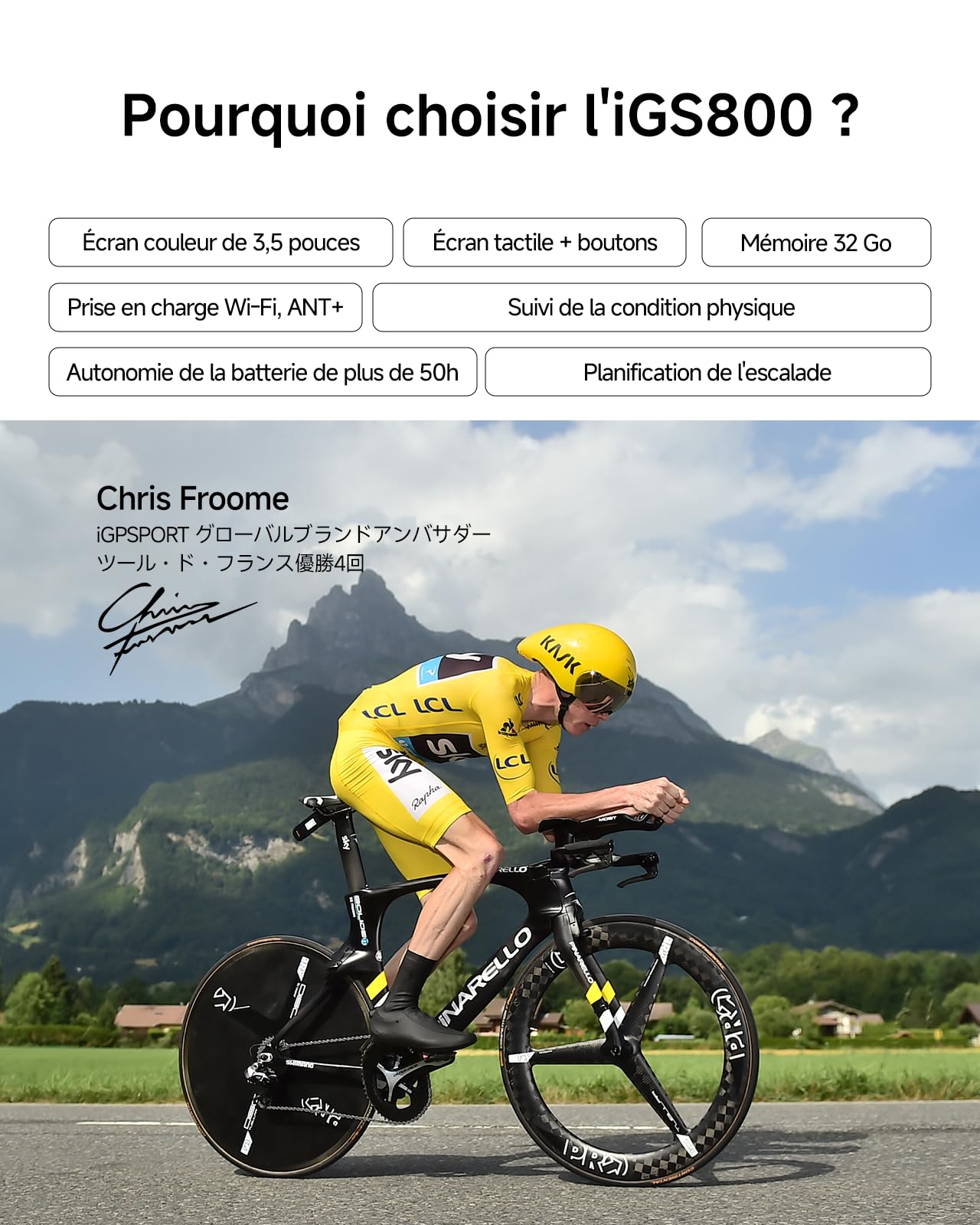 iGPSPORT iGS800 Compteur Velo sans Fil, Écran Tactile3,5 Navigation Map Hors Ligne Ordinateur GPS Intelligent pour Vélo Autonomie de 50 h, 32 Go, WiFi, BLE5.0/Ant+, IPX7 Compteur Velo GPS
