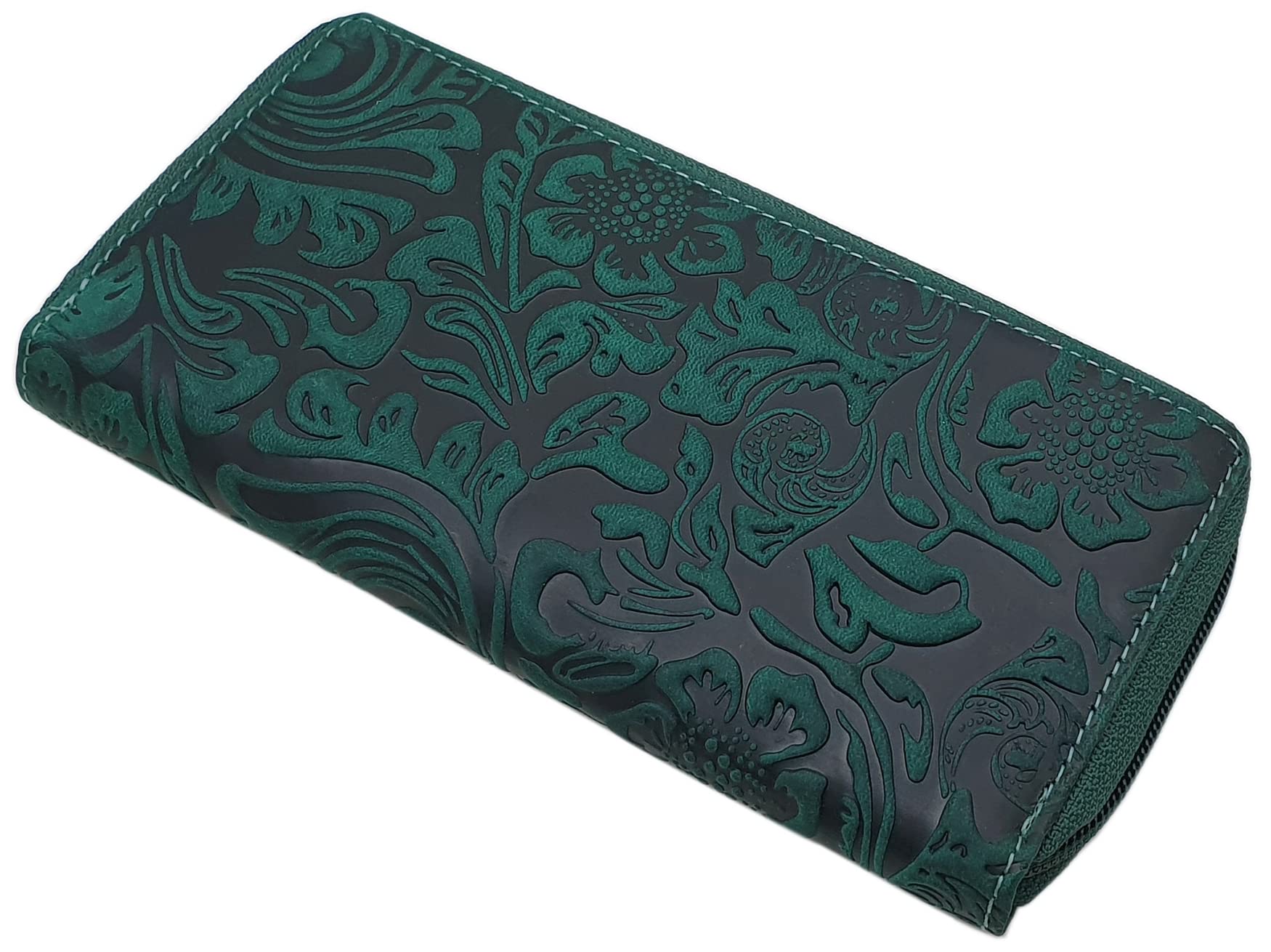 Portafoglio di Pelle per Donna con blocco RFID & NFC (Verde Scuro)