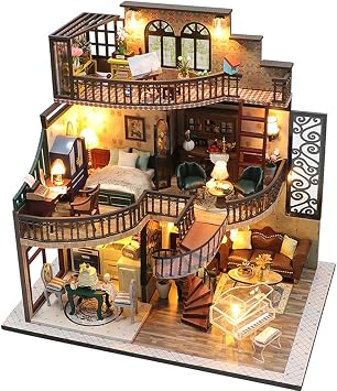 Minyat r Villa Yapma Seti   Ah ap DIY Maket Hobi Kiti   LED I kl  Villa   Kendin Yap Dekoratif Villa Maket Ev   Yeti kinlere  zel Hediye