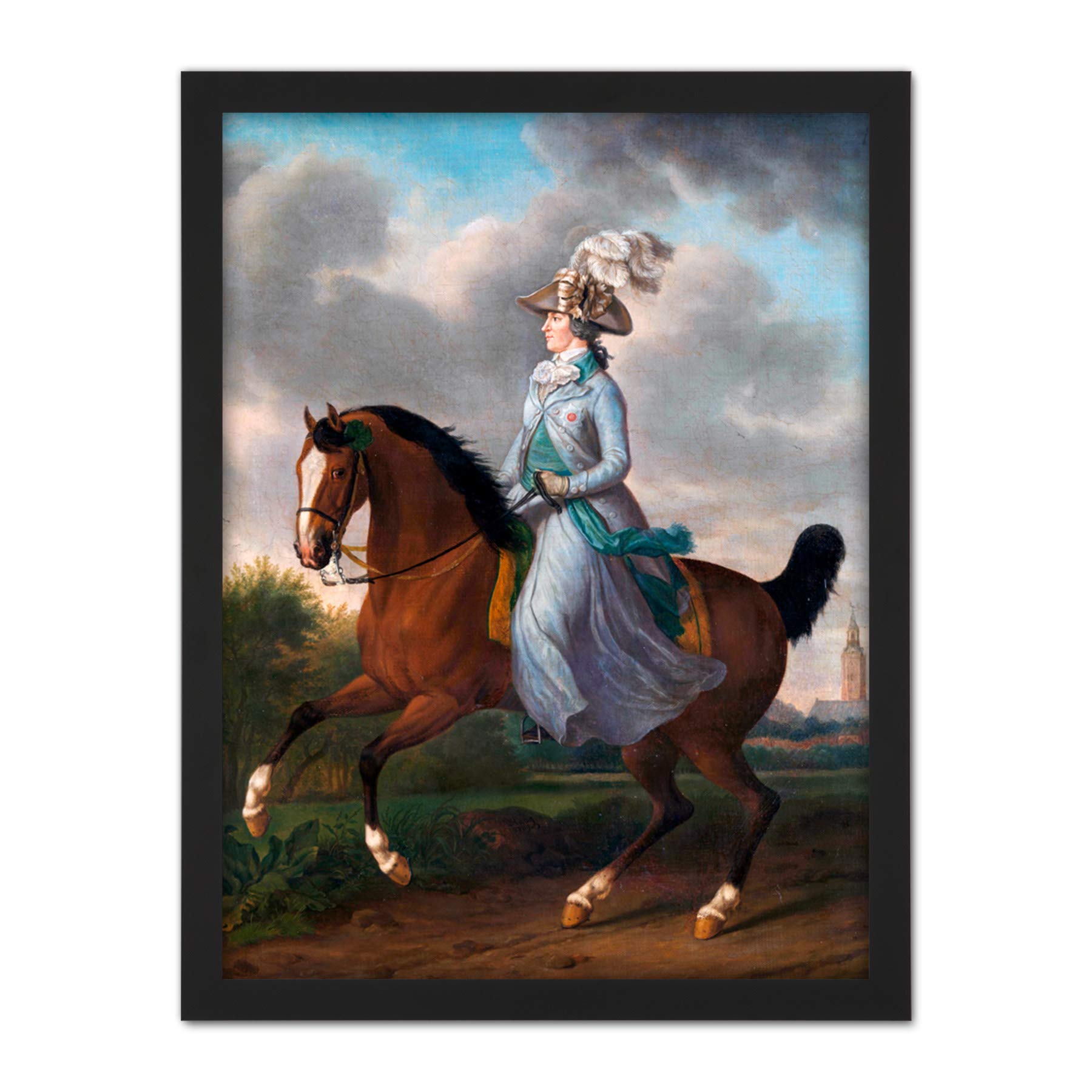 Artery8 Haag Wilhelmina Horse Equestrian Portrait Painting Artwork Framed Wall Art Print 18X24 Inch