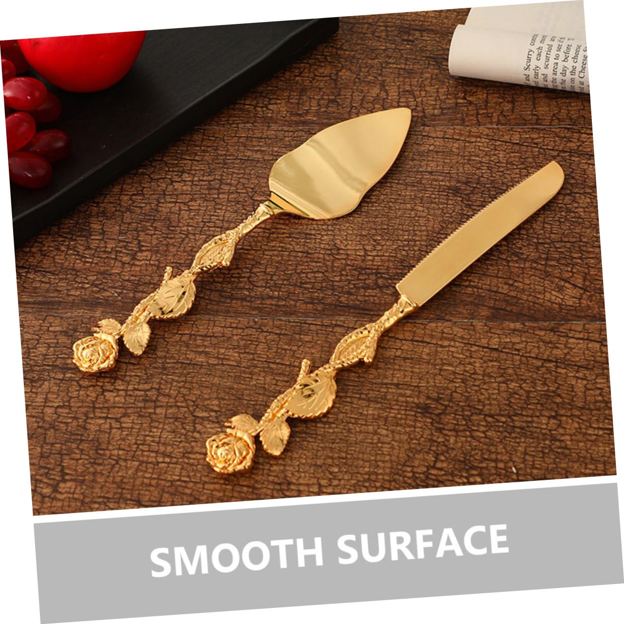 Hemobllo Set de Couteau à Glacer et Pelle à Tarte en Alliage de Zinc Doré, Facile à Nettoyer, pour Servir et Découper Gâteaux Lors des Fêtes