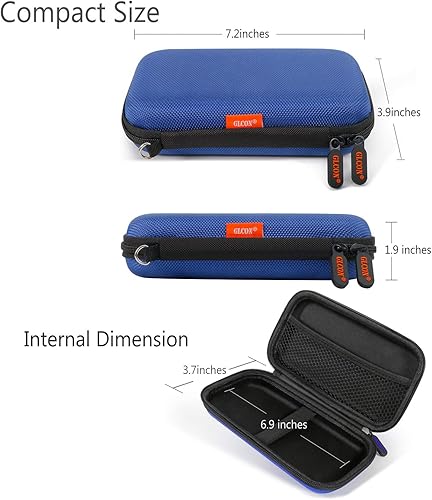 Miniatura 7 de GLCON - Funda de transporte con cargador a prueba de golpes, color azul, pequeña funda rígida de EVA para disco duro WD Seagate Toshiba, banco de