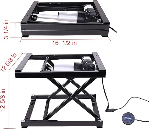 Miniatura 2 de Botón de control manual eléctrico de 17 '' Mesa de comedor Mesa de centro Elevador, Negro, 110V-240V,Plataforma de trabajo Escritorio de computadora