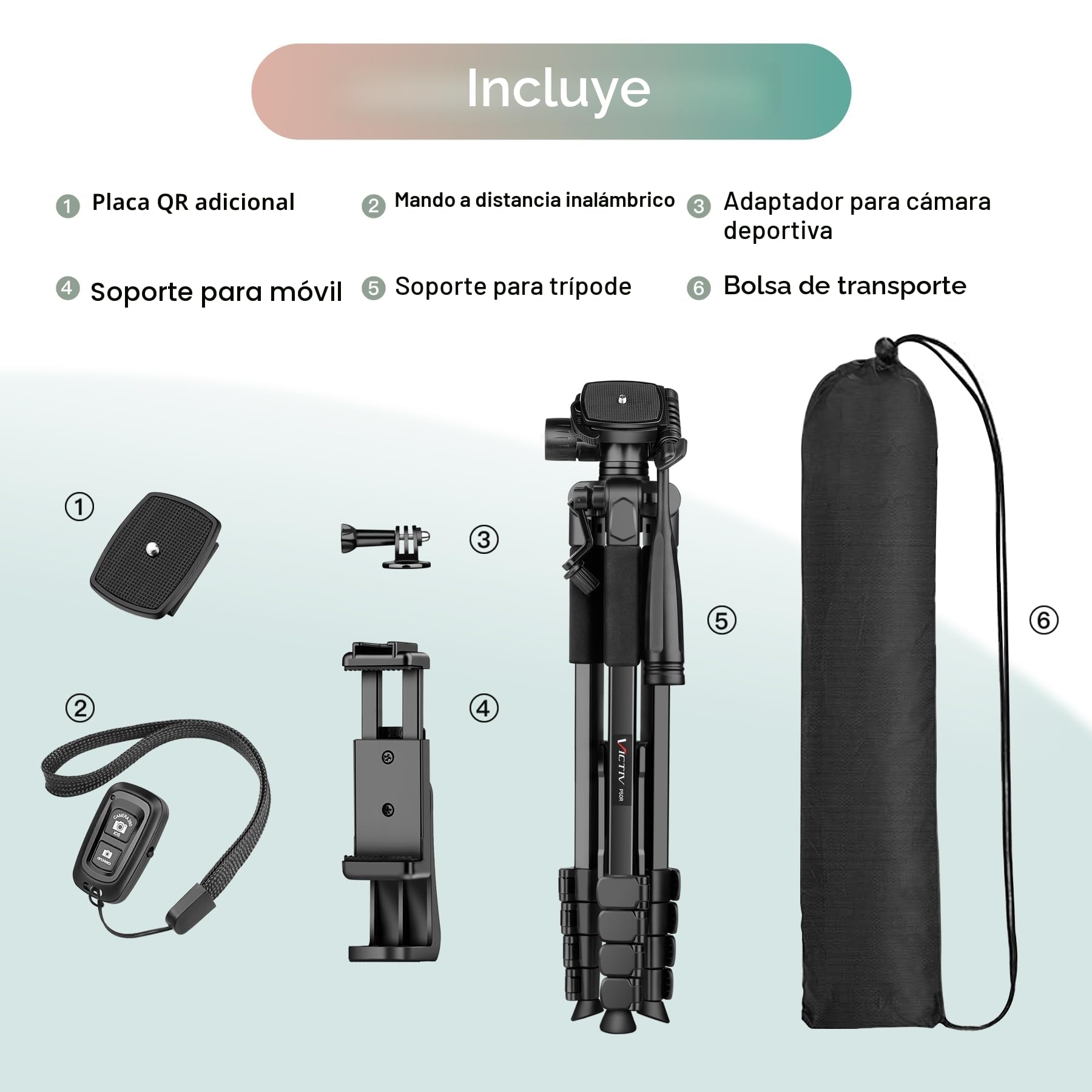 Victiv 174cm Tripode Camara, Tripode para Movil con Soporte Teléfono & Control Remoto, Tripod Camara Reflex para Sony Nikon Canon, Ligero Trípode Móvil para iPhone 17/16/15/14/13/12Pro MAX