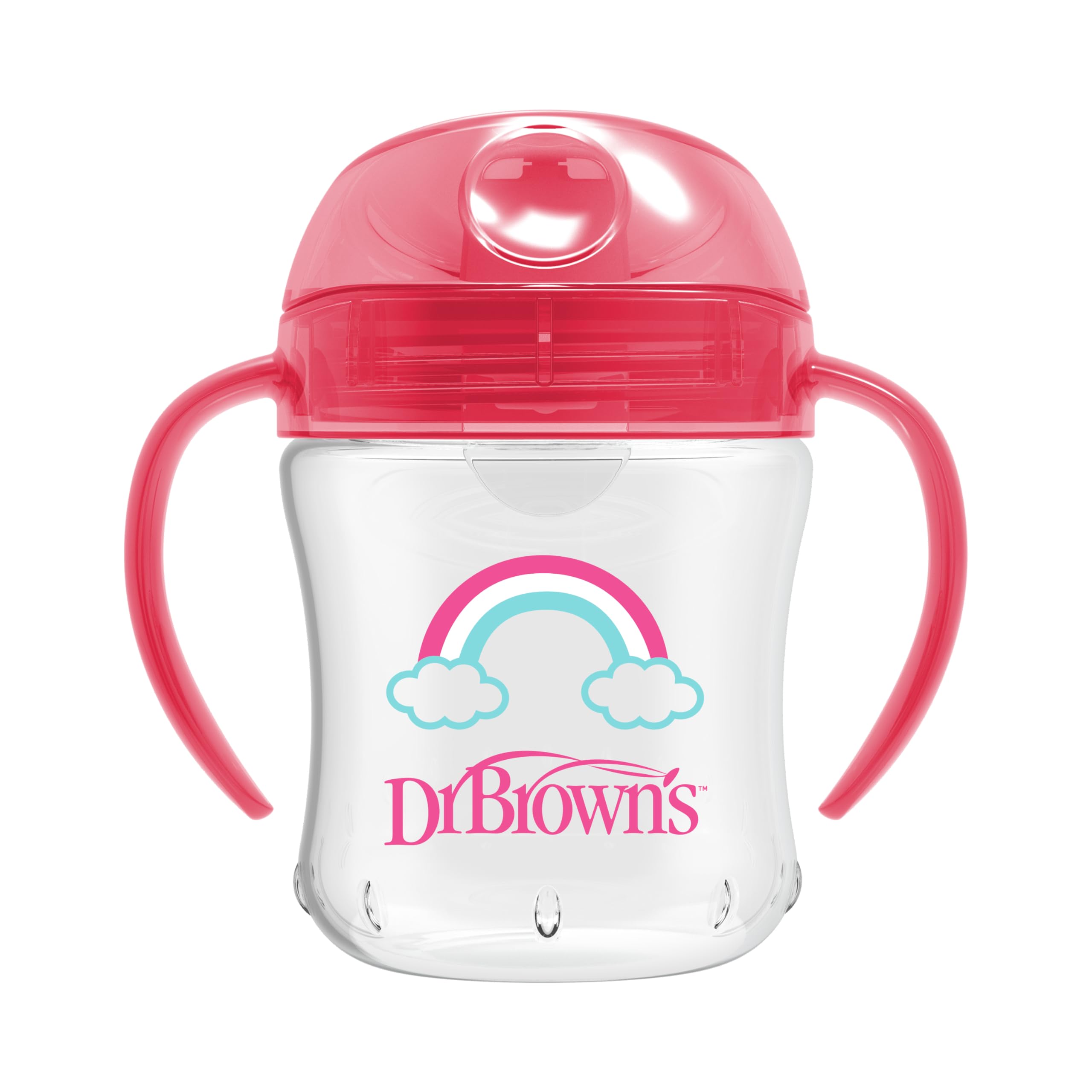 Dr. Brown's 180 ml Silikon Su Oluklu Alıştırma Bardağı Pembe Gökkuşağı Desenli