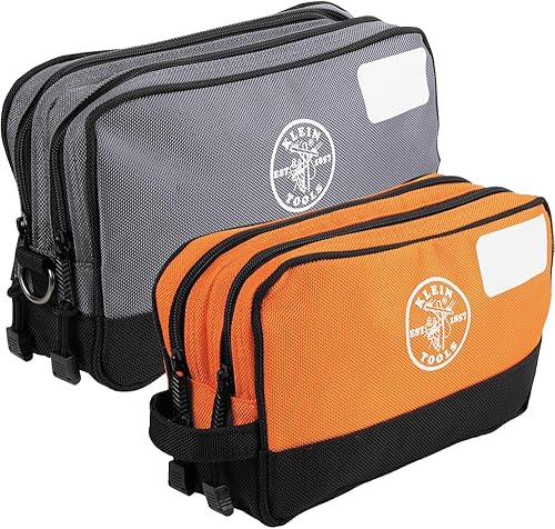 Vista 13 de Klein Tools Bolsa de herramientas, compartimentos dobles, organizador de bolsas de herramientas de alta resistencia, bolsa multiusos