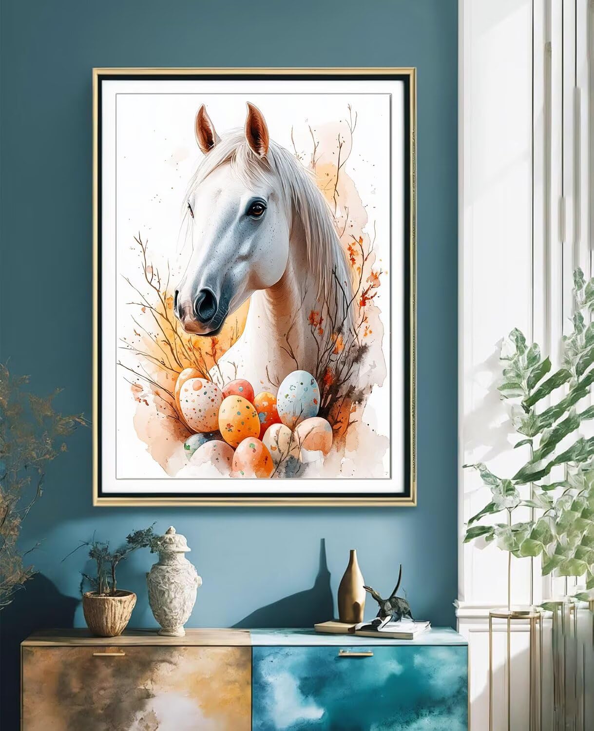 Diamentowe malowanie koni Dorośli, Pisanka Diamentowe Malowanie Diamentami, Pełny Zestaw Diamentowe Malarstwo,Pełny Kryształ Gem Cross Stitch Zestaw Początkujących,Dekoracja ścienna 100x135cm 0U-329