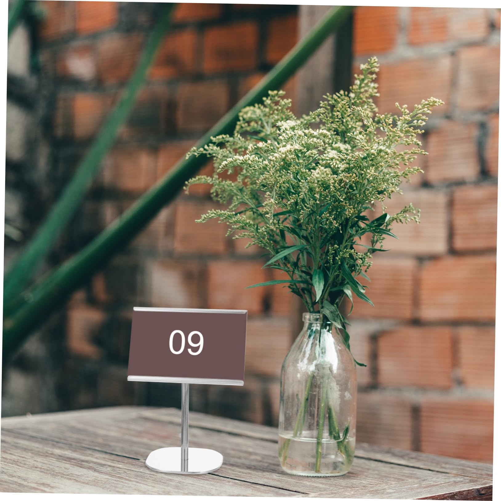 KICHOUSE Menu Holder Labels Poster Name Tag Place Holder Table Menu Board Display Table Menu Stand Organizer Tabletop Menu Stand Sticker Table Sign Holder Card Stainless Steel