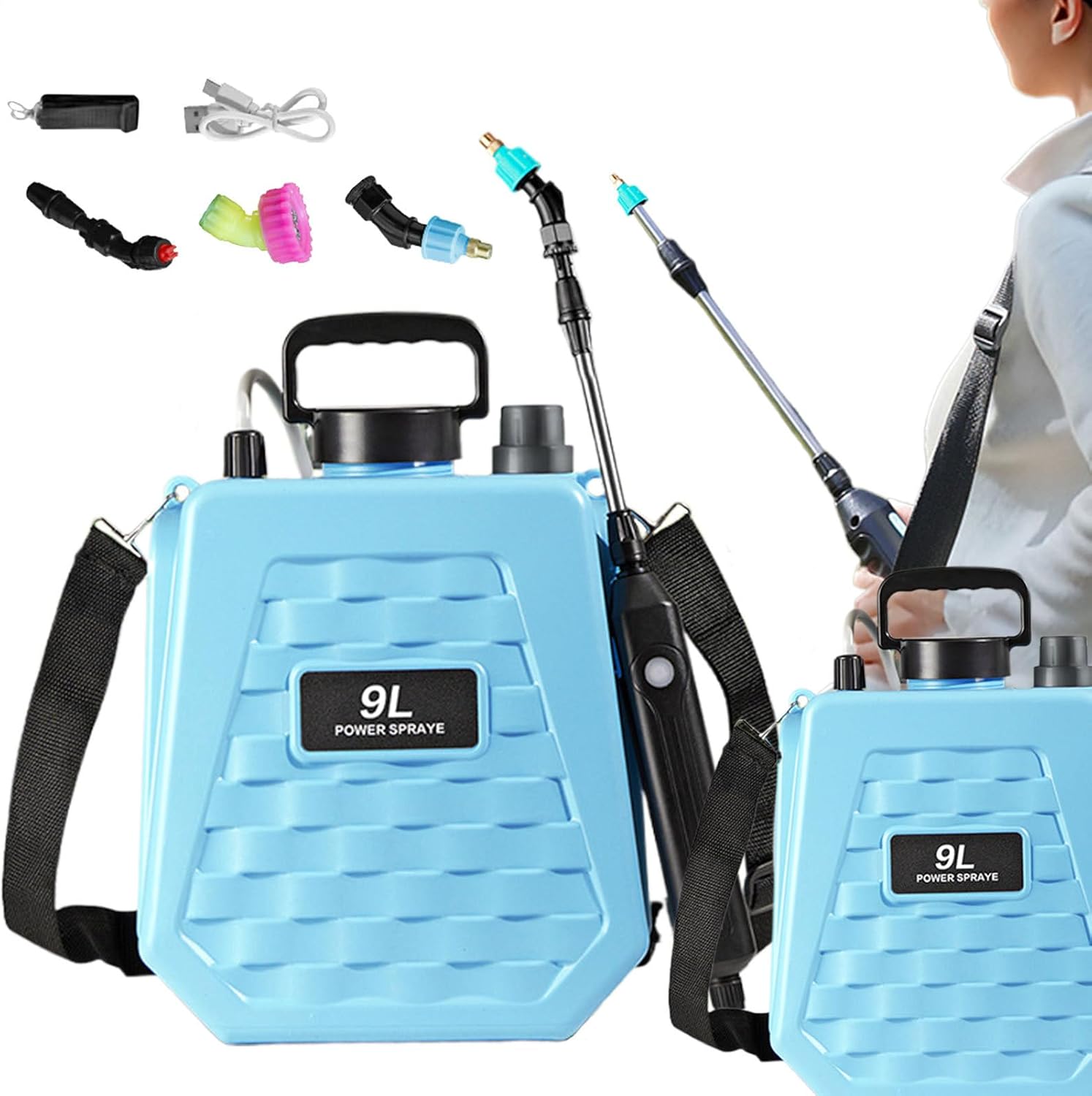 Mdikawe バックパックスプレーヤー - 芝生と庭園用充電式噴霧器,2段階調速 軽量設計 農業 農園 庭先 家庭園芸用 肥料散布