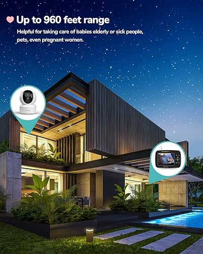 Miniatura 7 de Kidsneed Monitor de bebé con 2 cámaras: monitor de bebé de video de 3.5 pulgadas con control remoto Pan& Tilt & Zoom Cámara, audio bidireccional,