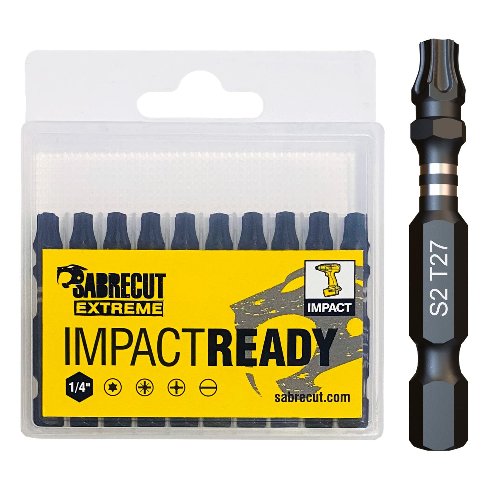 10x SabreCut T27 TX27 Bohrerbits 89 Mm – Magnetisch Für Schlagschrauber