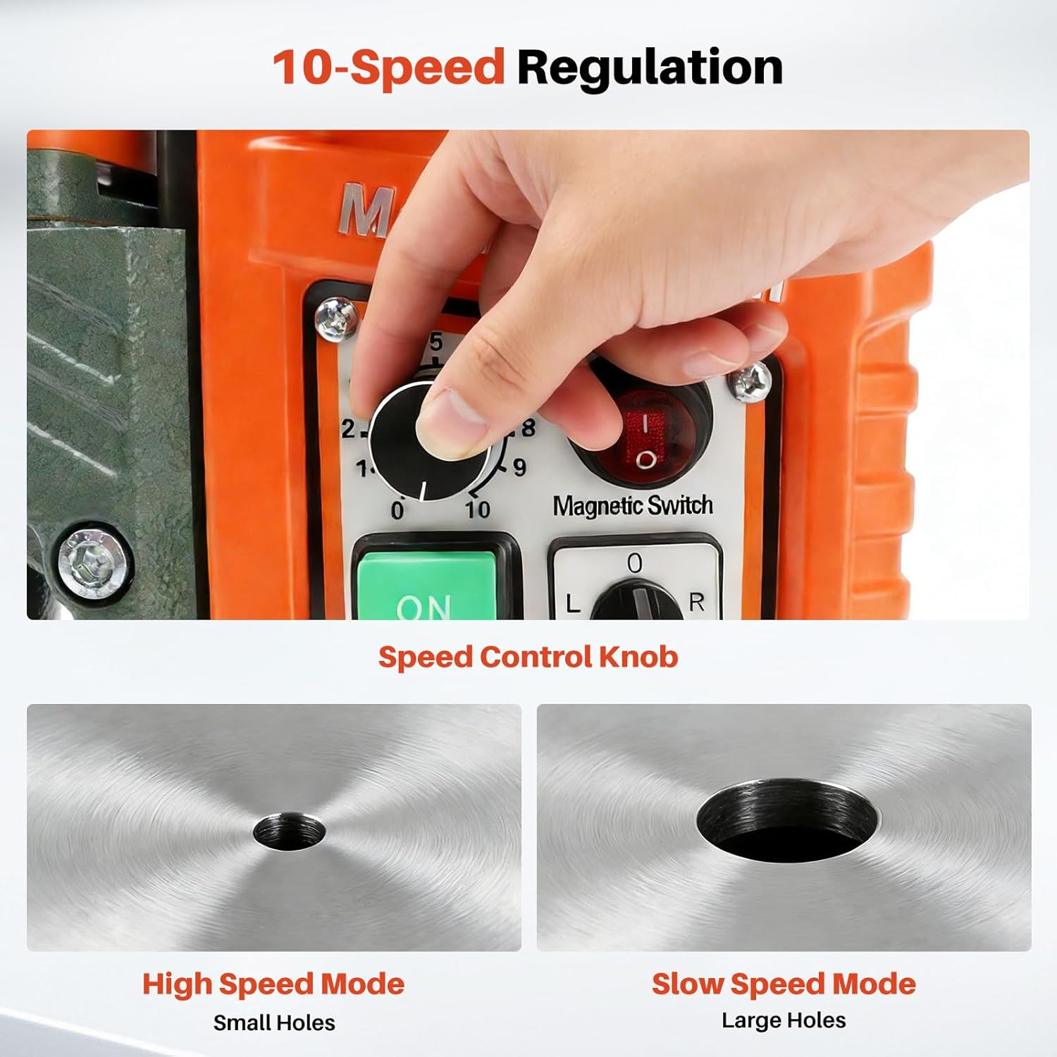 Mag Drill Press with 6 Pcs Coring Bits, 1400W 2" Boring Diameter, 2922lbf/13000N Power Portable Magnetic Drill, 810 PRM, Electric Drilling Machine for Metal Surface, Home Improvement Industry