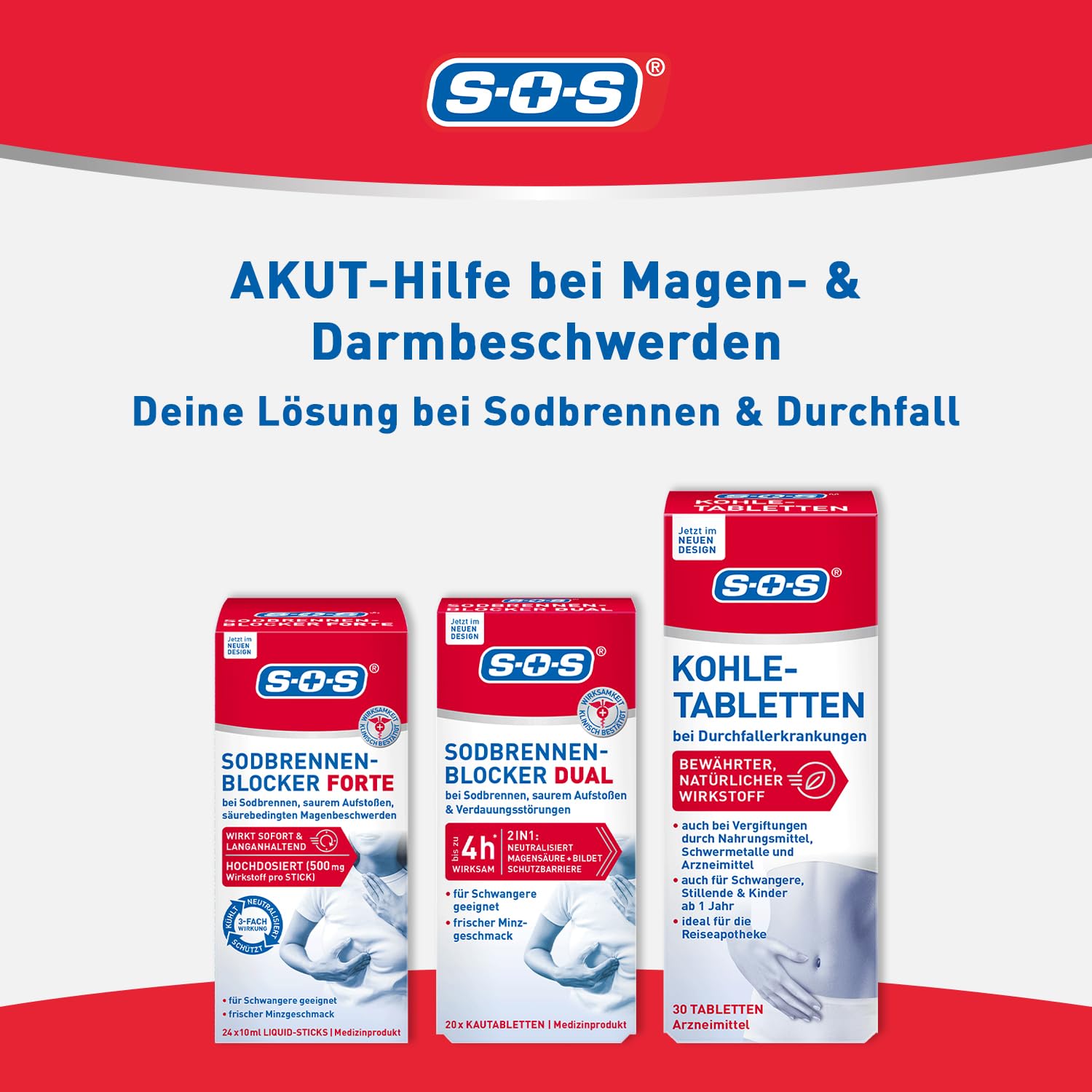 SOS Sodbrennen-Blocker Dual: Sodbrennen Tabletten wirken schnell und langanhaltend, Magentabletten, 10x 20 Kautabletten