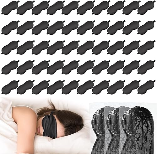 50 mascarillas de seda para dormir, con correa elástica ajustable, opacas, suave