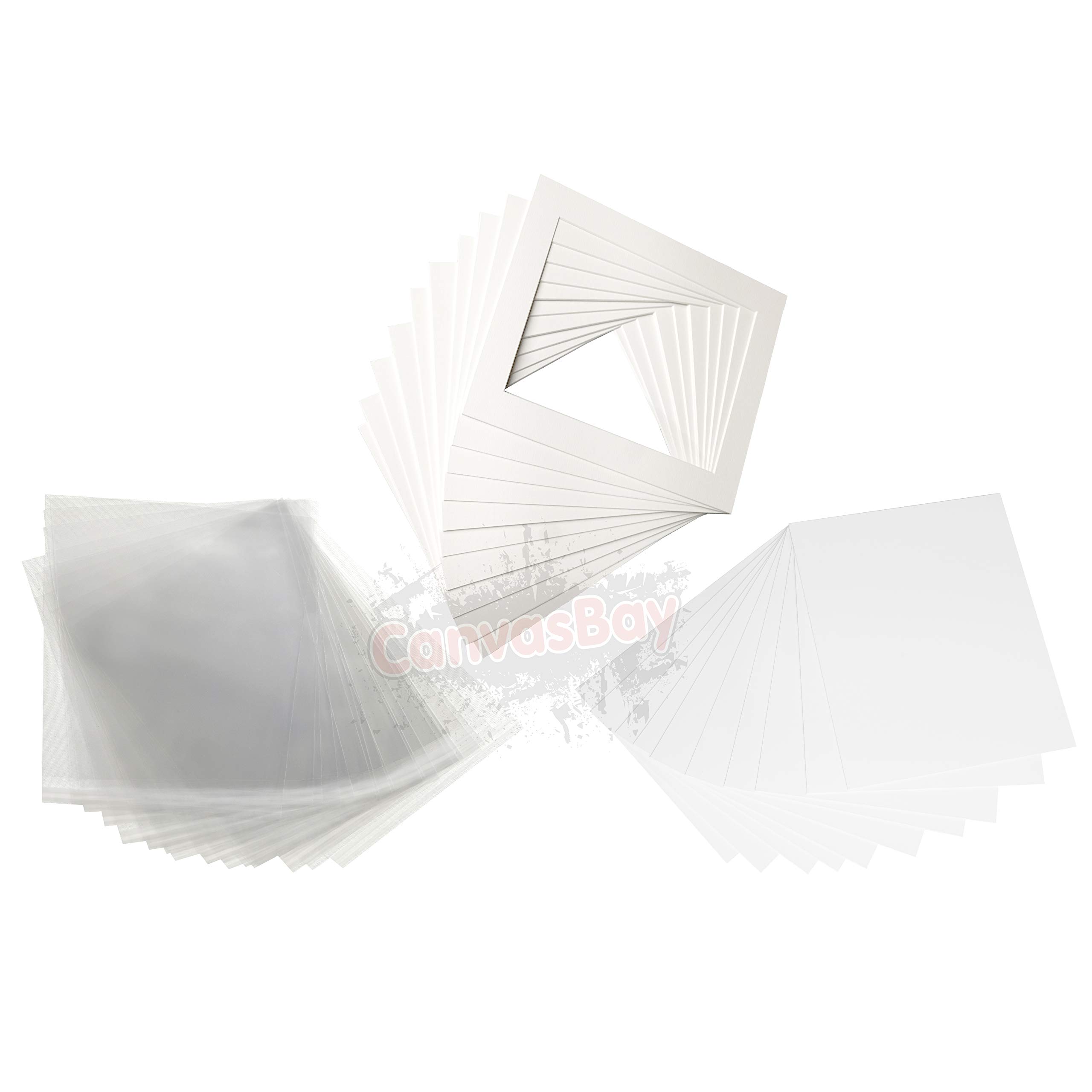 (20"x16" to Fit A4) Pack of 20 Iced White Textured Picture Mounts for Photos (Off White), Includes Backs and Clear Resealable Bags, 1.4mm Conservation Mounts