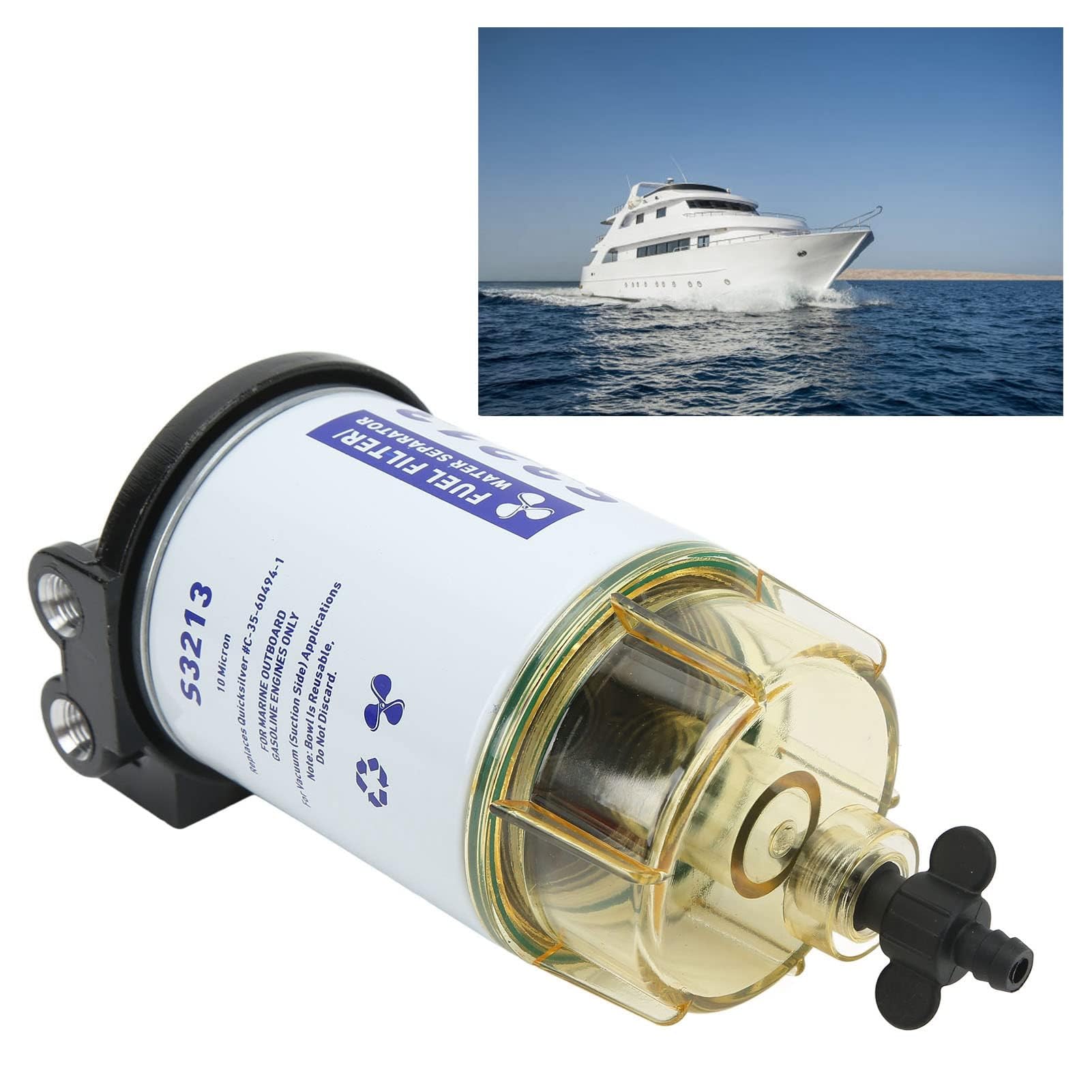 HERCHR Separatore d'Acqua Marina, Sostituzione del Separatore d'Acqua del Filtro del Carburante per Yacht S3213 per La Rimozione delle Impurità per Motore Fuoribordo Marino