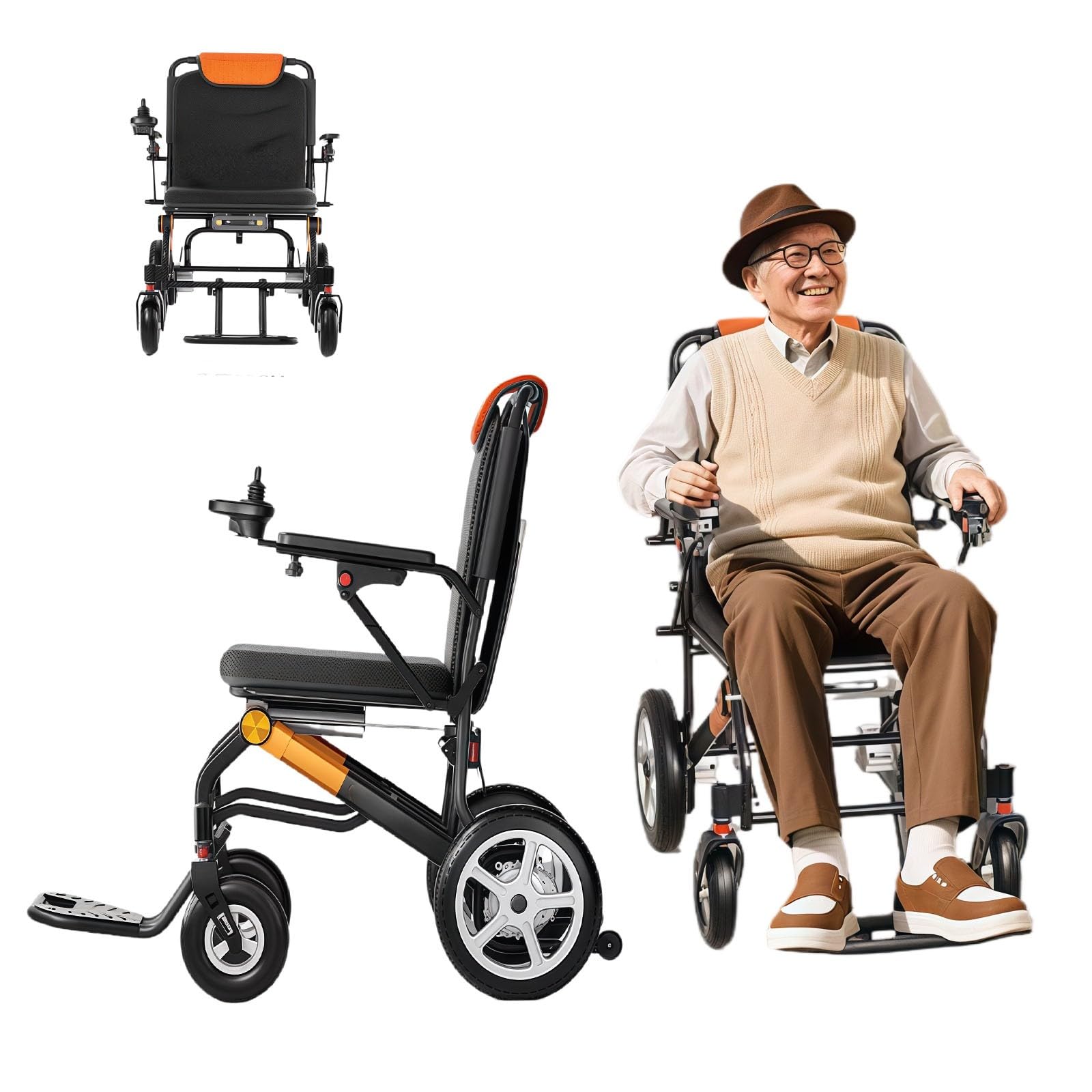 Sedia A Rotelle Elettrica, Pieghevole,Leggera, Compatta,Completamente Automatica,Progettata Per Anziani,Ideale Per Viaggi E Come Scooter Per Disabili, Facile Da Trasportare E Riporre.