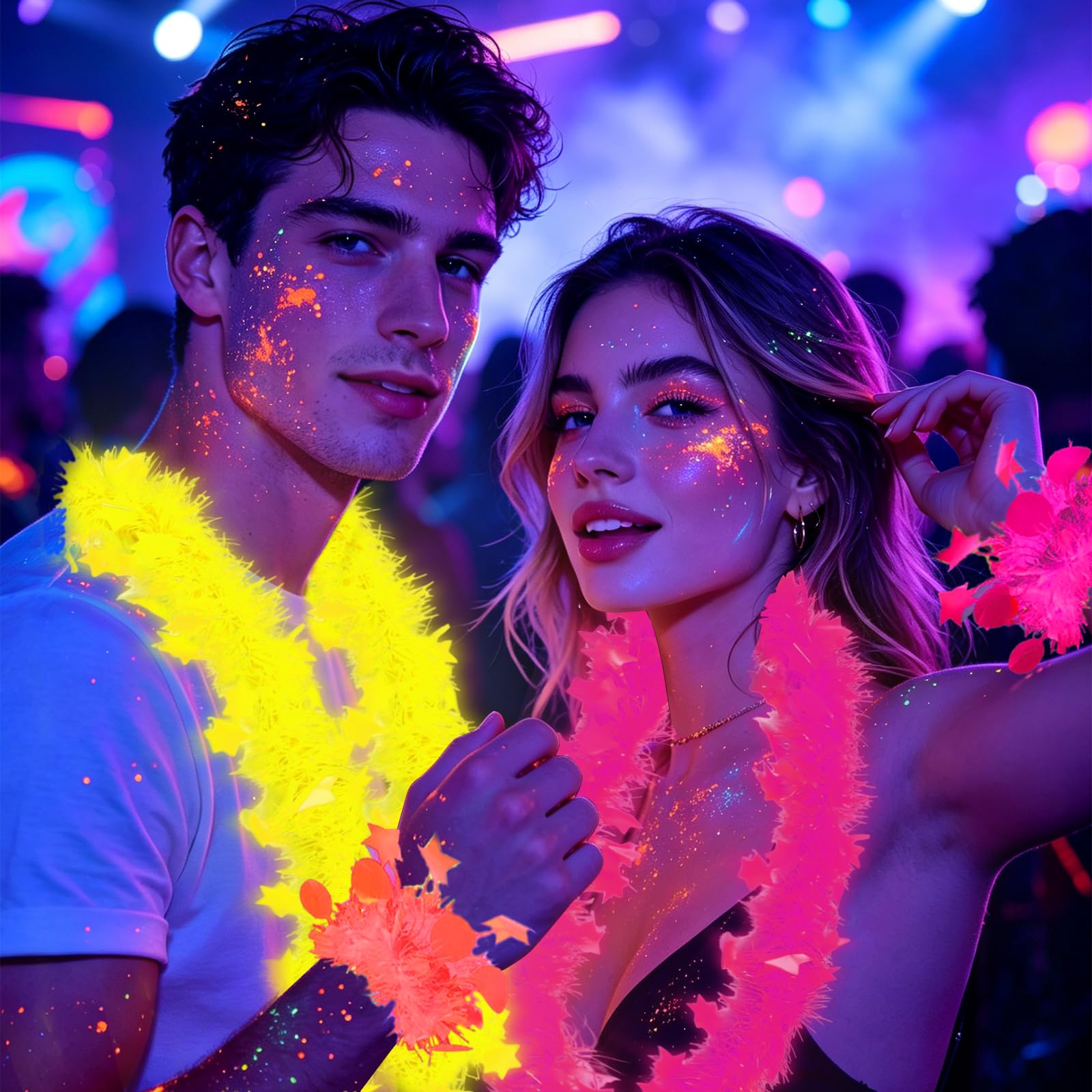 Set di collana e braccialetto che si illuminano al buio, si illuminano sotto i raggi UV o alla luce nera, collana fluorescente al neon per feste, accessori per cabina fotografica per donne