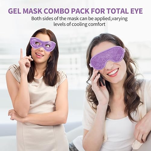 Miniatura 10 de 2 máscaras de gel reutilizables para terapia fría y caliente, máscara de ojos de gel para hinchazón, ojeras, bolsas de ojos, ojos secos, dolores de