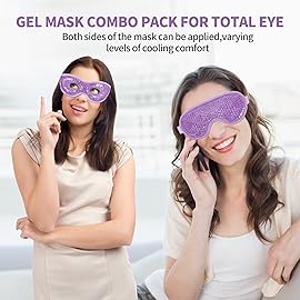 2PCS Gel Eye Mask Reusable Cold Therapy Gel Bead Eye Mask for Puffiness/Dark Circles/Eye Bags/Dry Eyes/Headaches/Migraines/Stress Relief, Cooling Compress (Purple)