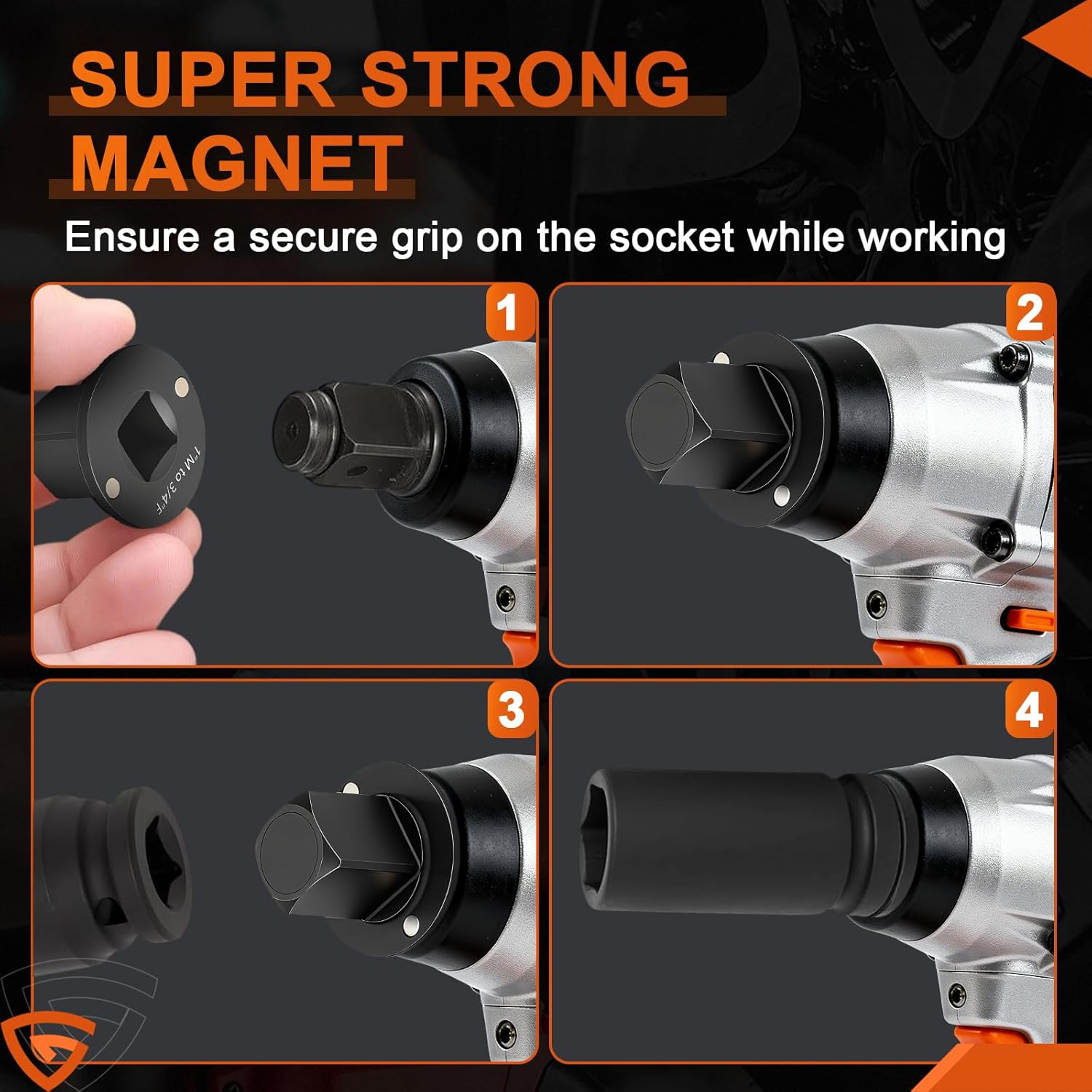 GEARLAST 4Pcs Low Profile Impact Socket Adapter Set, Low Profile Socket Adapter Drive Ratchet Adapter Set for Tight Spaces, 2025, 3/4" to 1", 1/2" to 3/4", 1/2" to 3/8", 1/4" to 3/8"