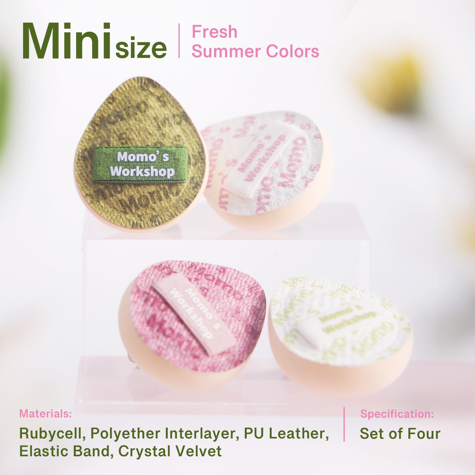 Momo's Workshop Denim Makeup Sponge, MINI Blending Puff for Liquid & Cream Foundation, Long-Lasting Foundation Puff,Green 4pcs - Image 3