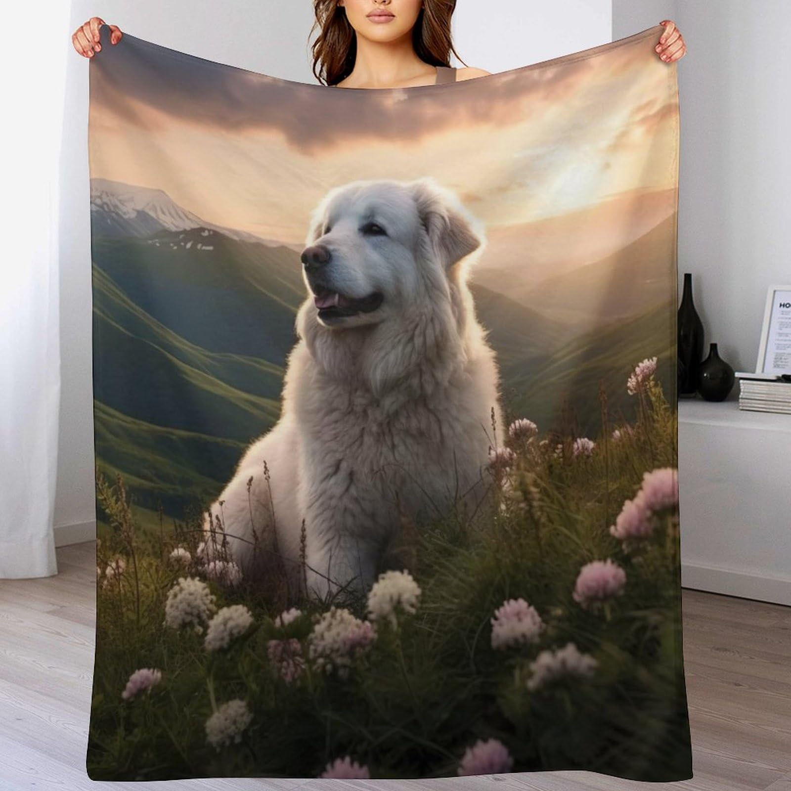 Couverture Polaire Chien Mignon Plaid en Peluche Moelleuse pour Lit et Canapé 130x180cm