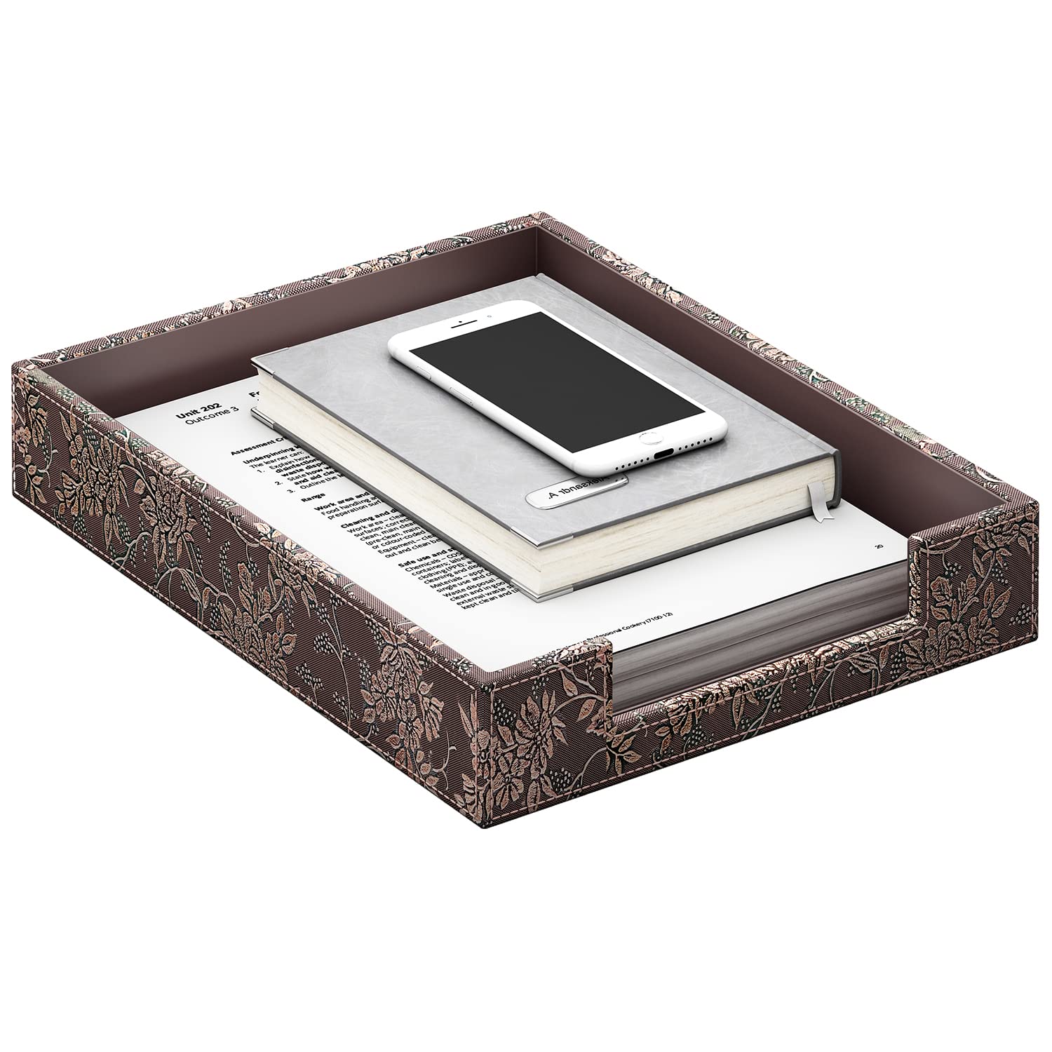 Vassoio portalettere in pelle, elegante organizer da scrivania per forniture per ufficio, posta, carta, documenti, riviste, perfetto per l'organizzazione dell'ufficio per scrivania (retrò)