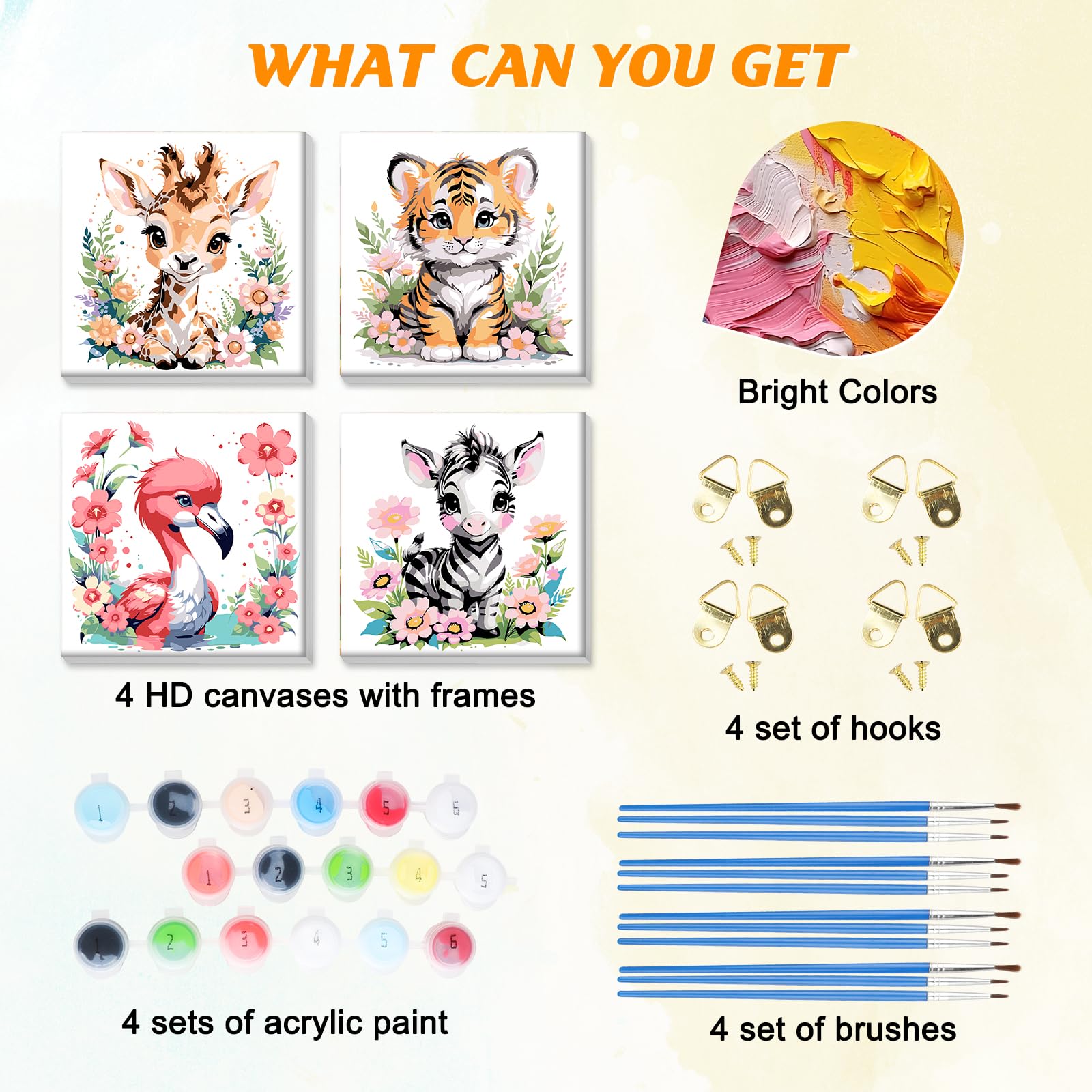 Kit Peinture Par Numéros HEIBAGO 30x20cm Encadré - Tableau Animaux Lecture, Peinture à L'Acrylique Pour Adultes Et Enfants - 5