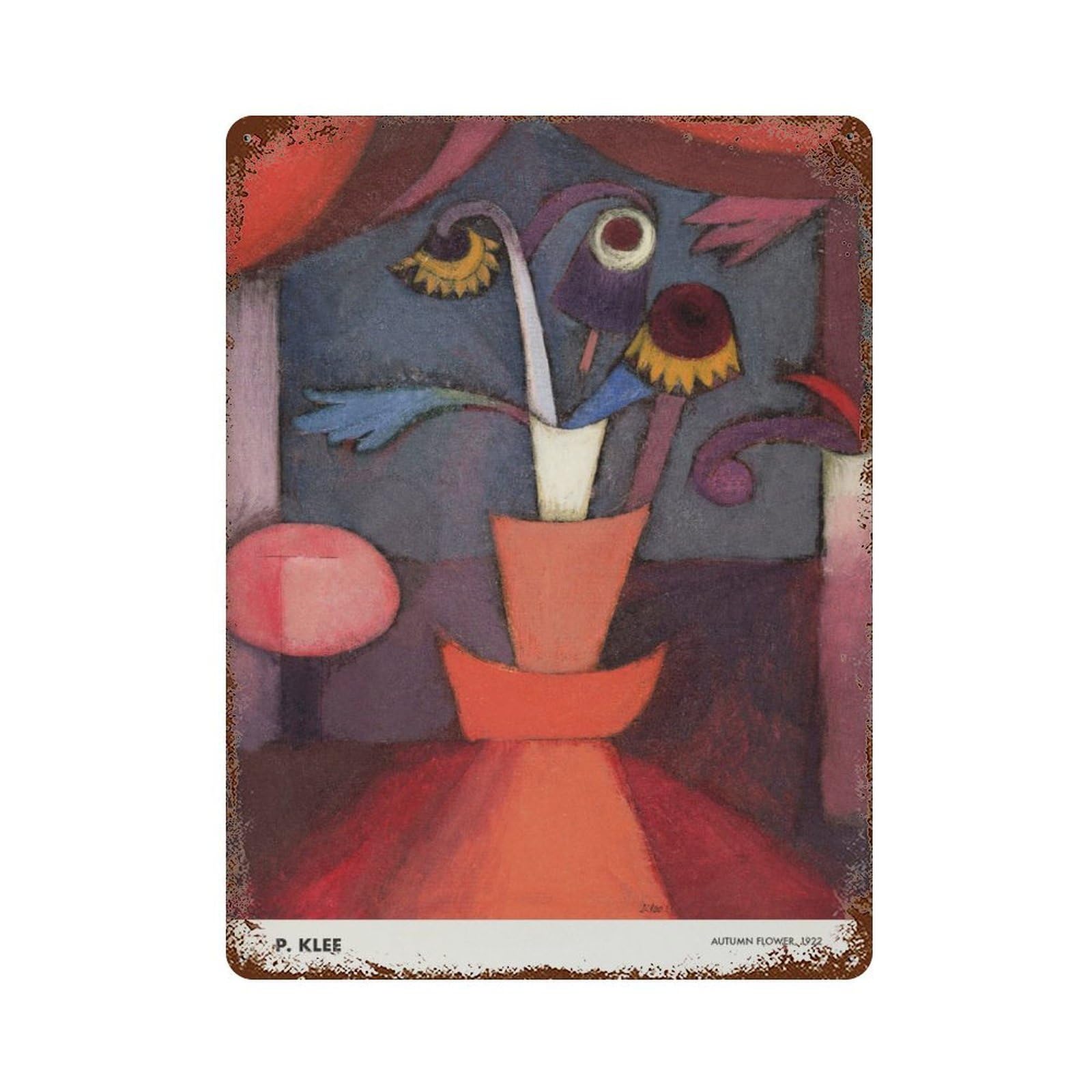 xiaoxiaoshen Paul Klee Autumn Flower Abstract Wall Decor Art Metal Tin Poster Modern Home Decor Art Home Bar Shop Decorations Vintage Sign 40x30cm
