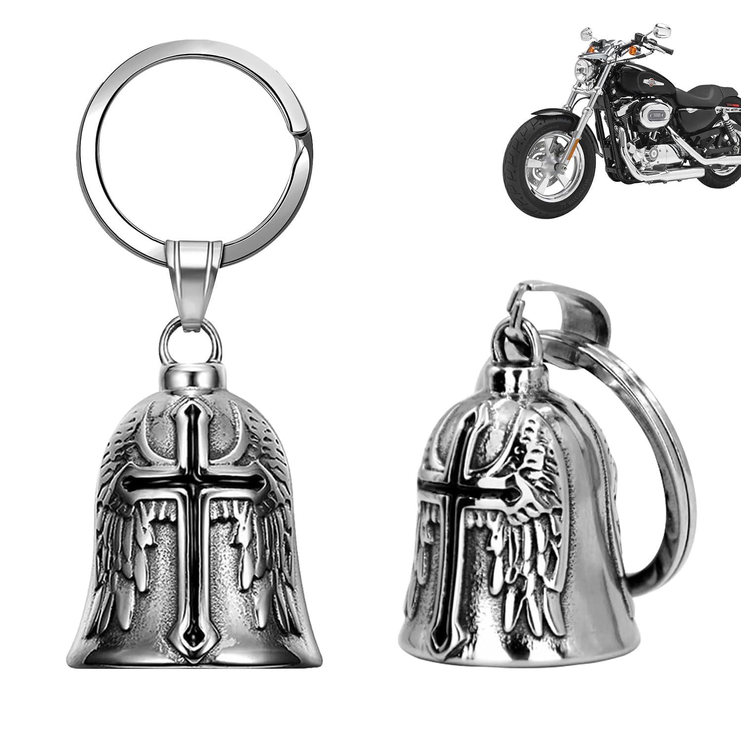 XNZMYN 2 Pièces Fahrradglocke, ölig Guardian Bell Motorrad, Motorrad Glöckchen, Motorrad Glocke Glücksbringer mit Ring Zum Aufhängen, für Segne Den Frieden
