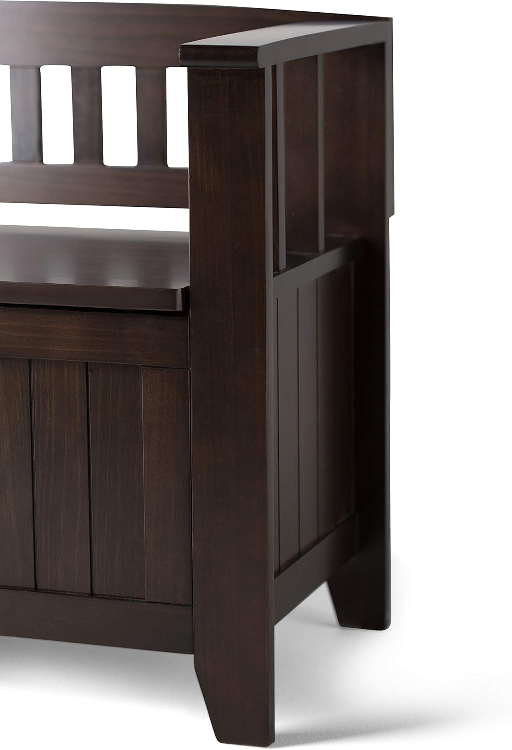 SIMPLIHOME Acadian SOLID WOOD 48 inch Wide Entryway Storage Bench with Safety Hinge, Multifunctional Rustic inBrunette Brown : Home & Kitchen