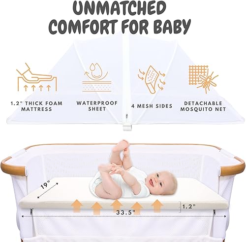 Miniatura 4 de Moisés para bebé 2 en 1 con ruedas, malla transpirable con colchón, opción de inclinación, 5 alturas ajustables para recién nacidos a bebés de 6