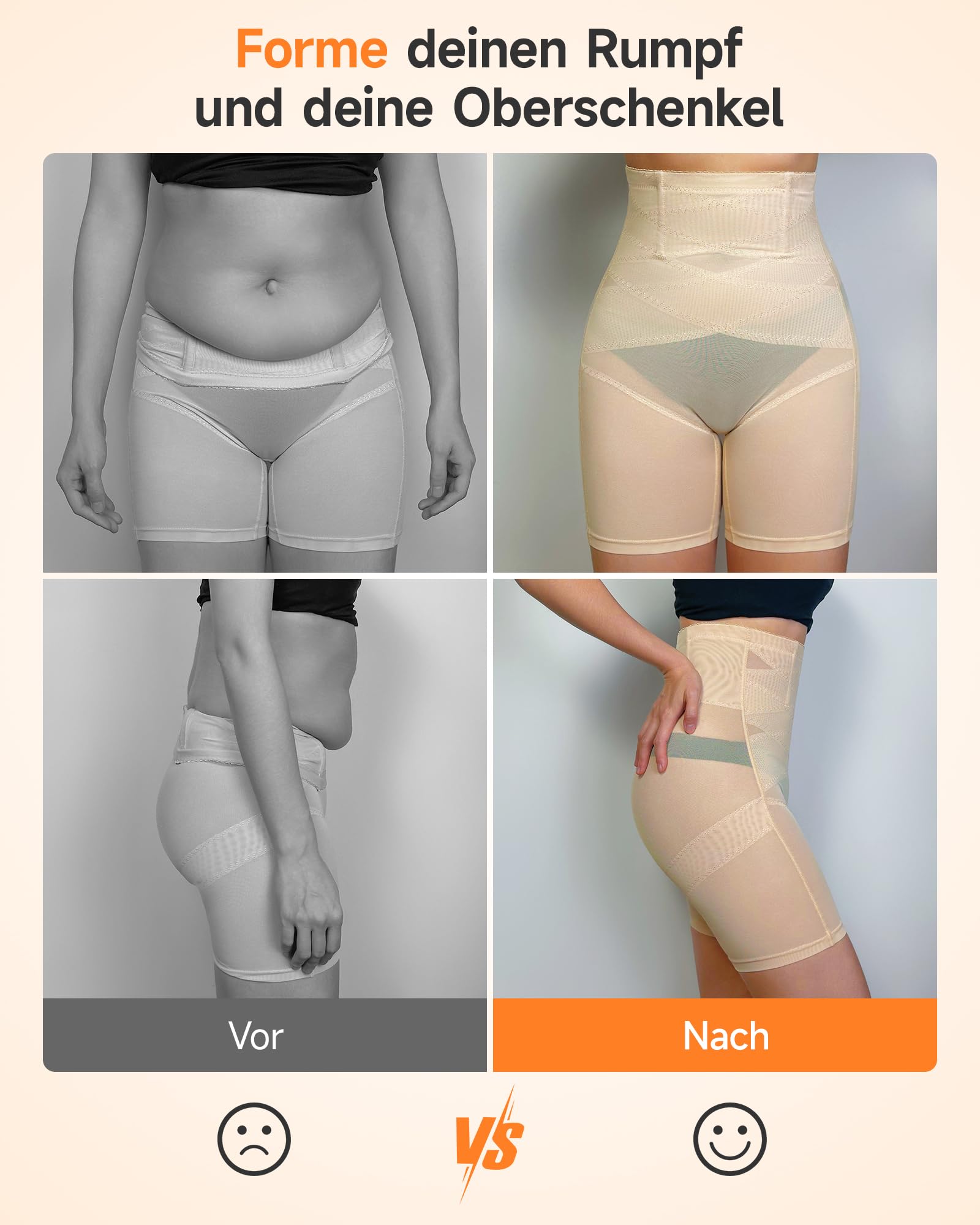 YADIFEN Culotte gainante pour femme - Taille haute - Avec jambes, beige, S | Sous-vêtement gainant pour le ventre