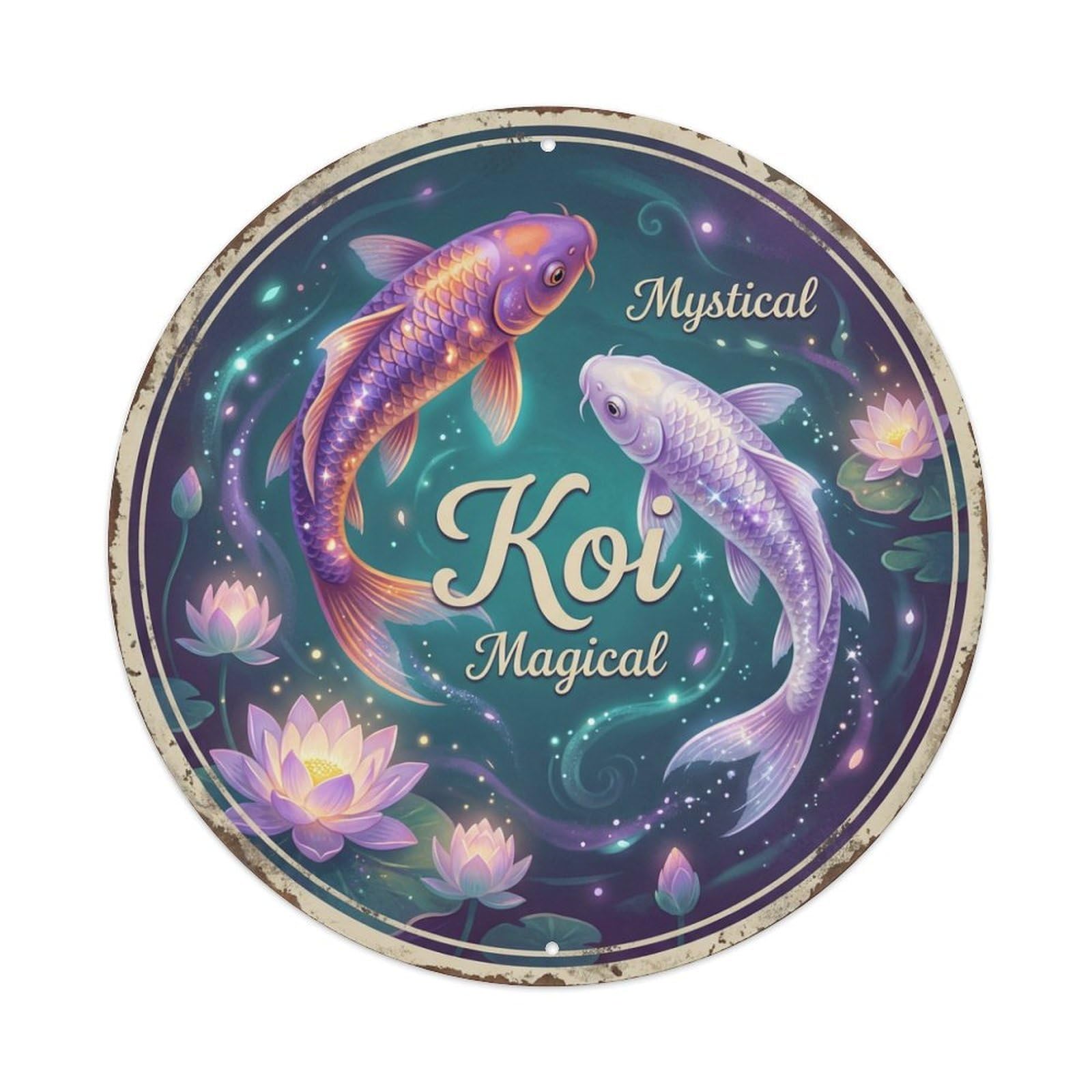 Koi Fish Mystical Magical Enchanted Waters Mysterious Wonder Metal Tin Sign