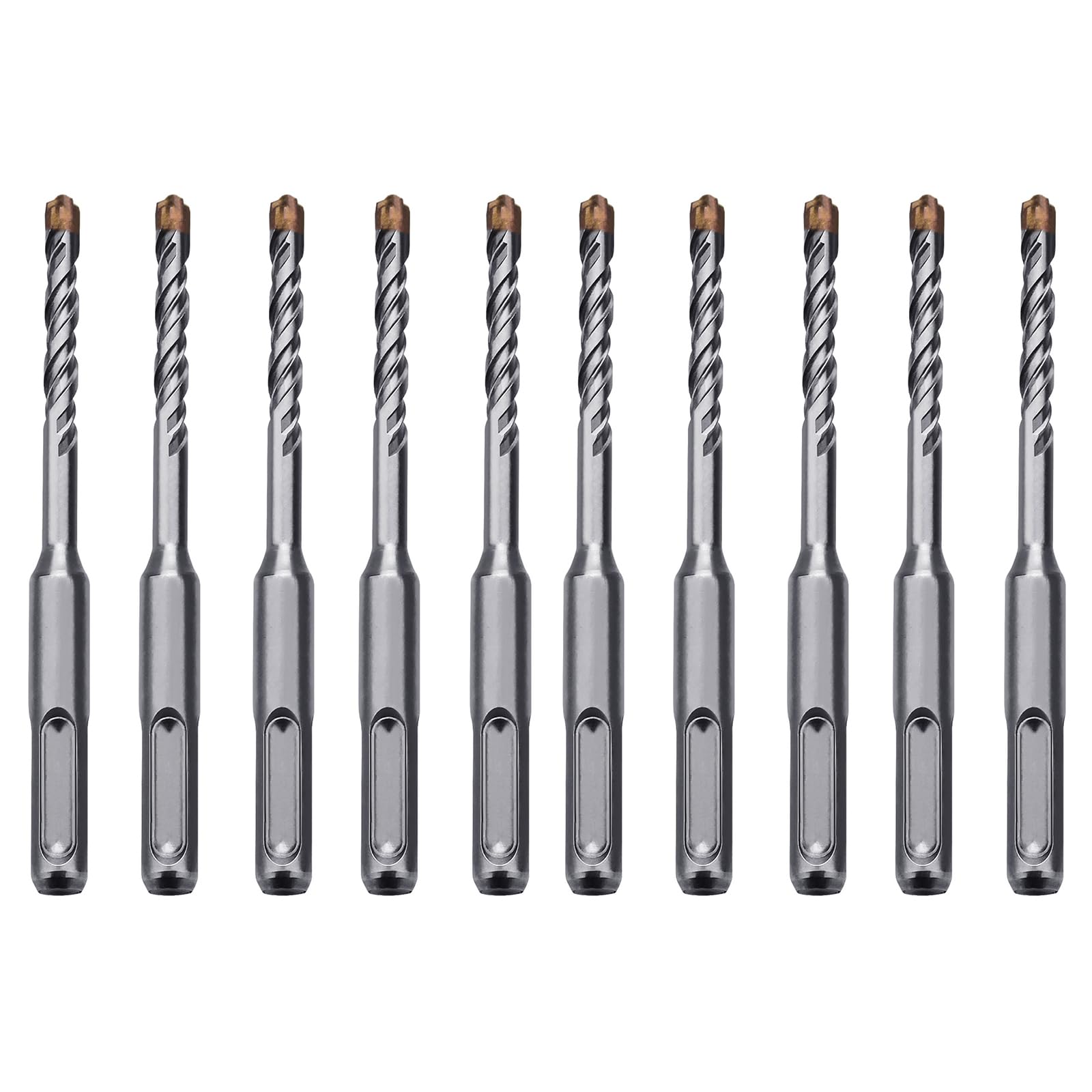 10 Pack 15/64 inch x 6.3 inch SDS Plus Rotary Hammer Bit, Concrete Drill Bits for Concrete, Brick, Cement and Stone, 6.3 inch Length (15/64 inch - 10