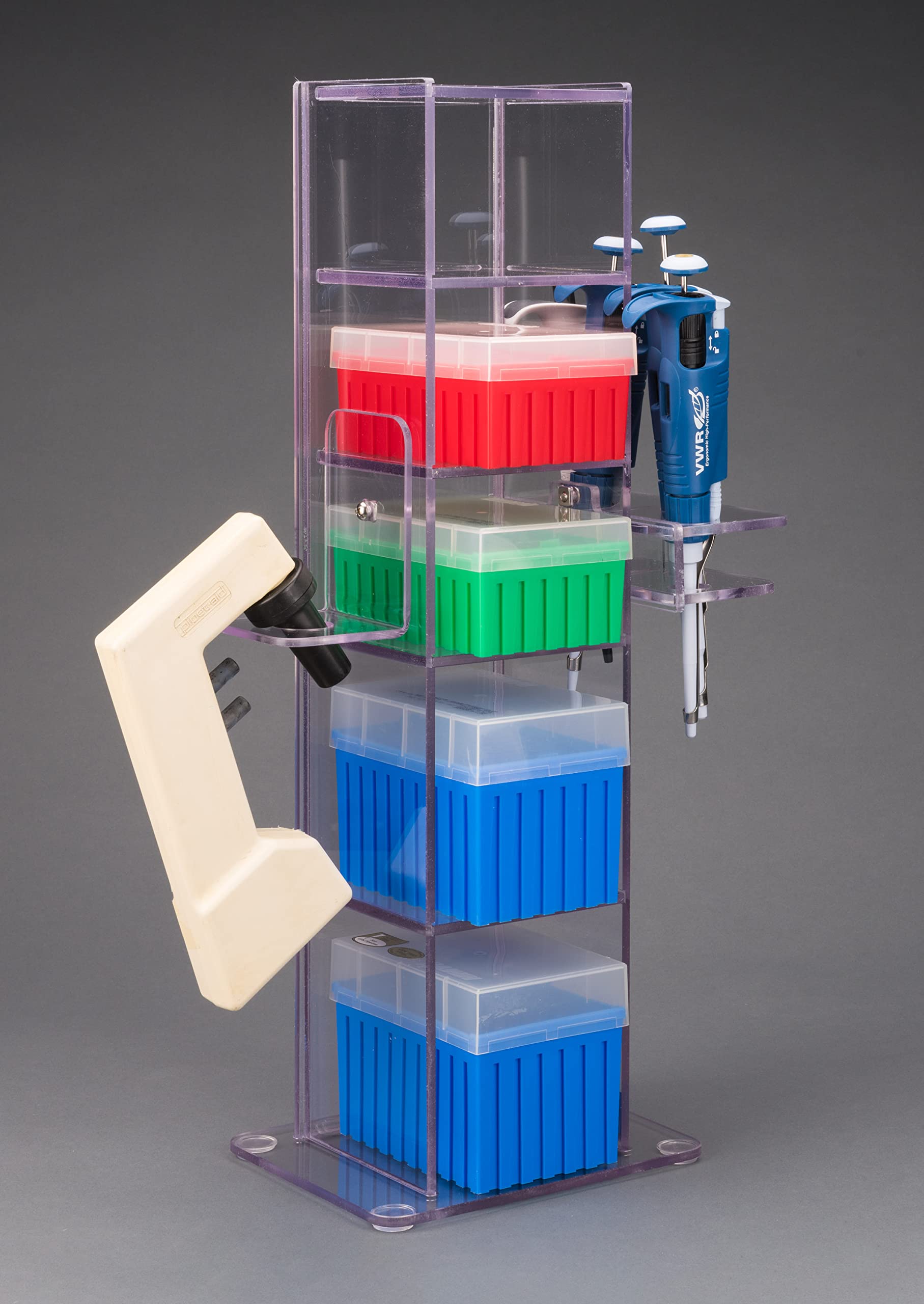 Lab Bench Vertical Organizer PETG (Bump) (5 Pocket, Pipette Filler Bracket (BRK 1/2) and Pipettor Bracket (PIPTRBRK 1/2))