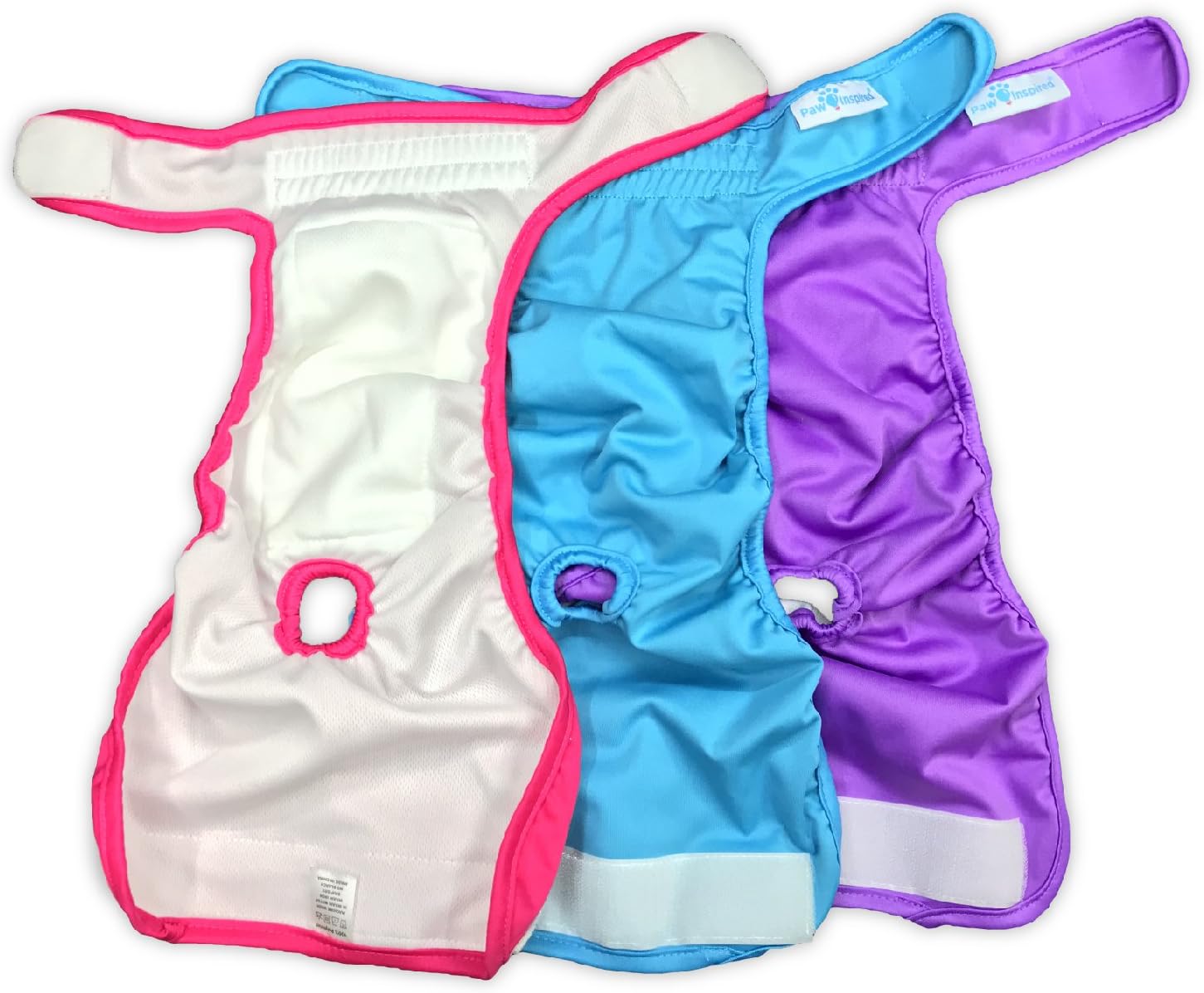 Paw Inspired Reusable, Washable Female Dog Diapers (Medium, 3 Count) with Disposable Diaper Liner Inserts (30 Count)