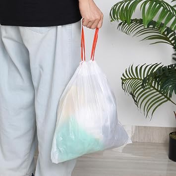 Ggbin Small Drawstring Garbage Bags, 2.6 Gallon Trash Bin Bag Liner, White