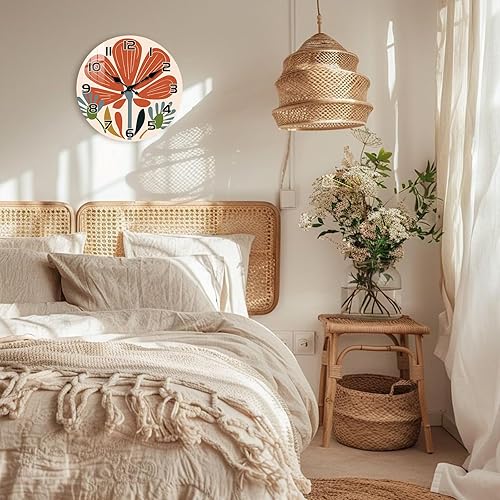 Miniatura 3 de Relojes de pared de cocina de 12 pulgadas, relojes de pared de granja, funciona con pilas, reloj de pared de flores de madera, silencioso, sin